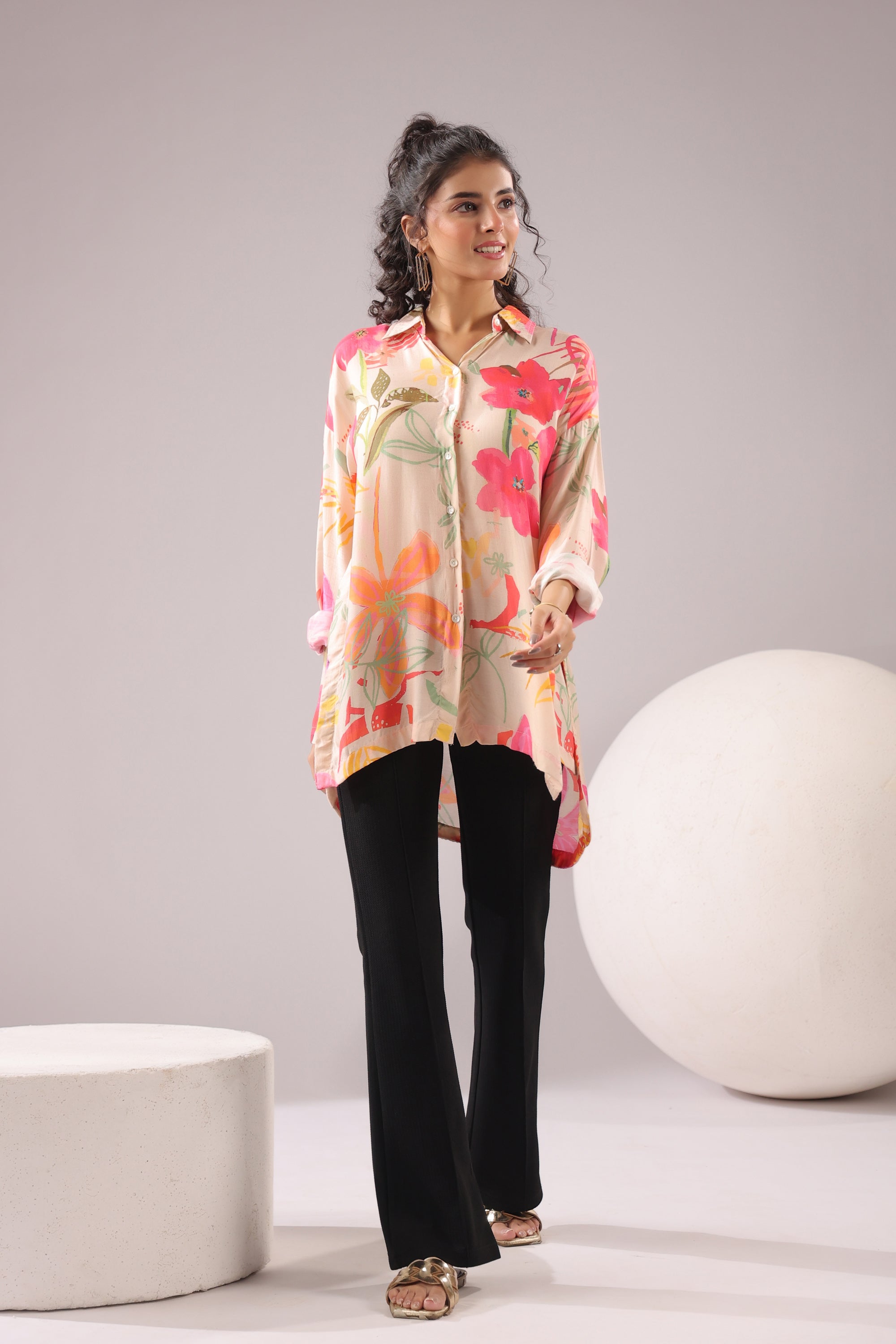Floral Muse Printed Muslin Silk Shirt