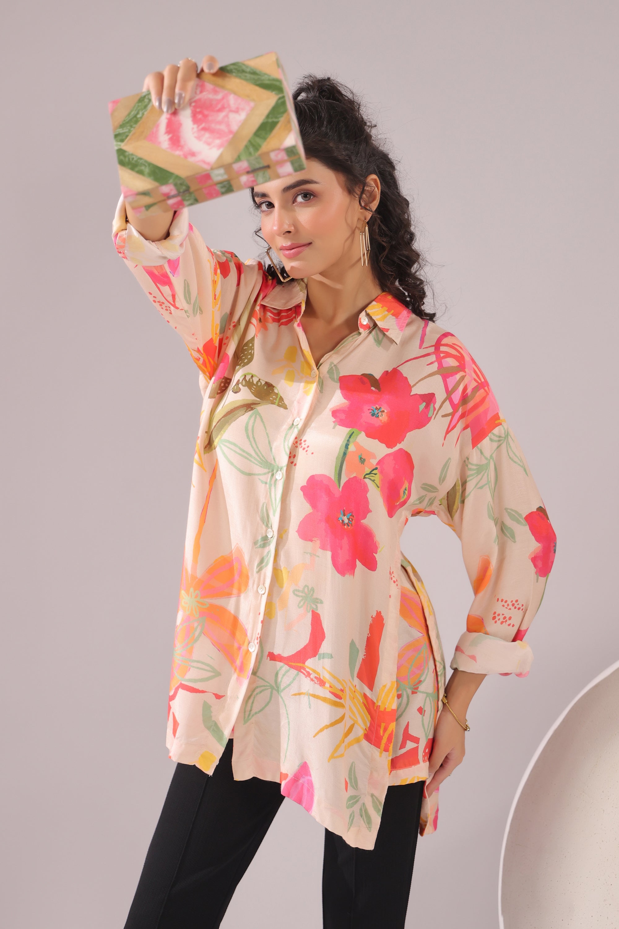 Floral Muse Printed Muslin Silk Shirt