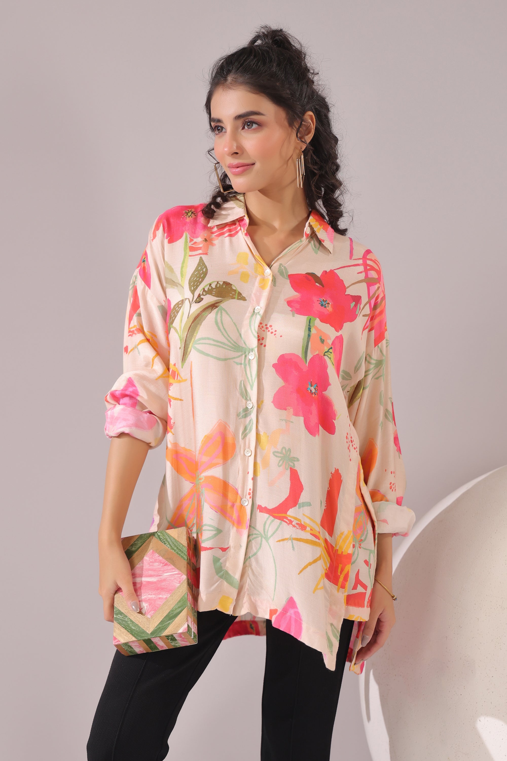 Floral Muse Printed Muslin Silk Shirt