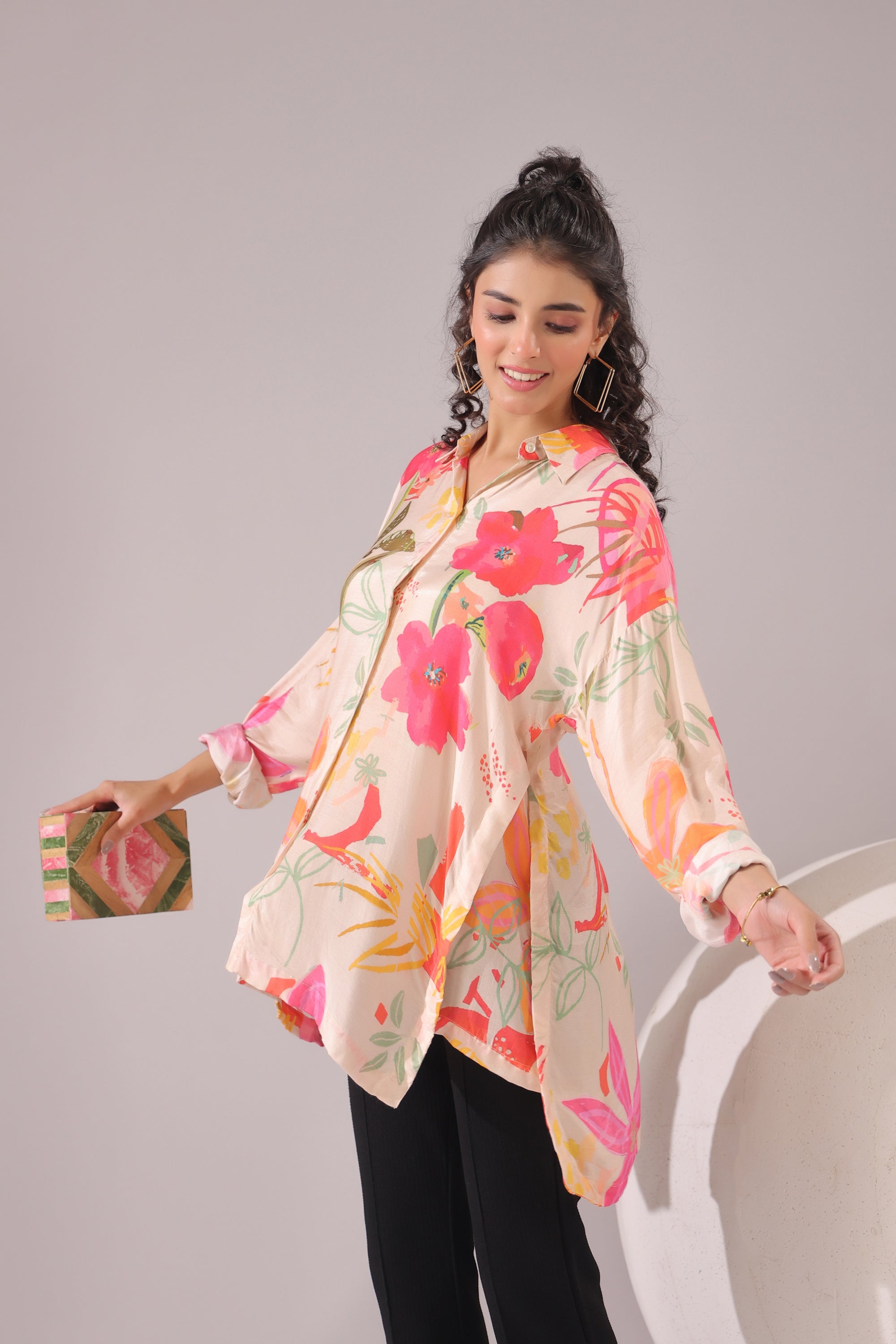 Floral Muse Printed Muslin Silk Shirt
