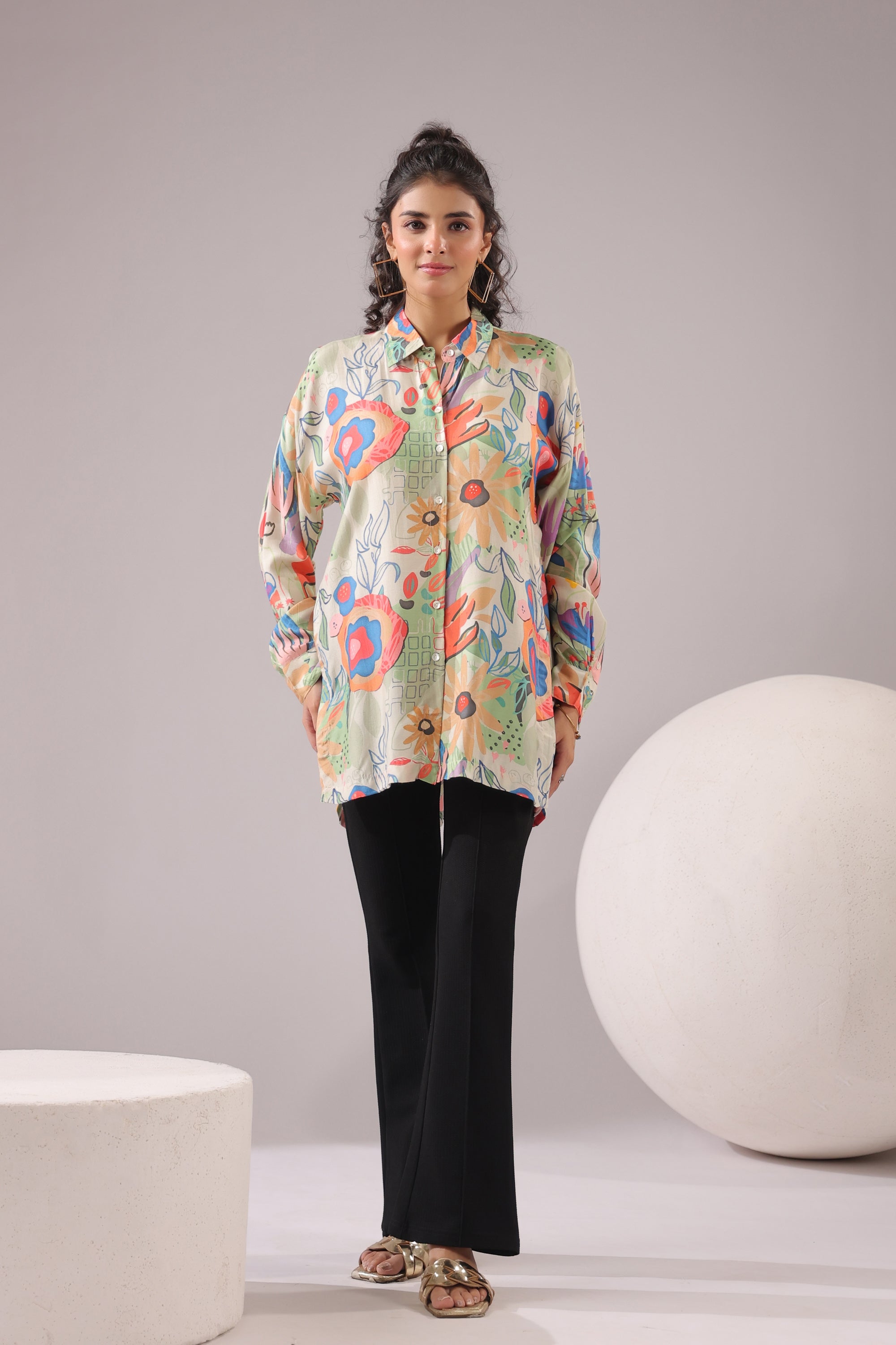 Garden Glow Printed Muslin Silk Shirt