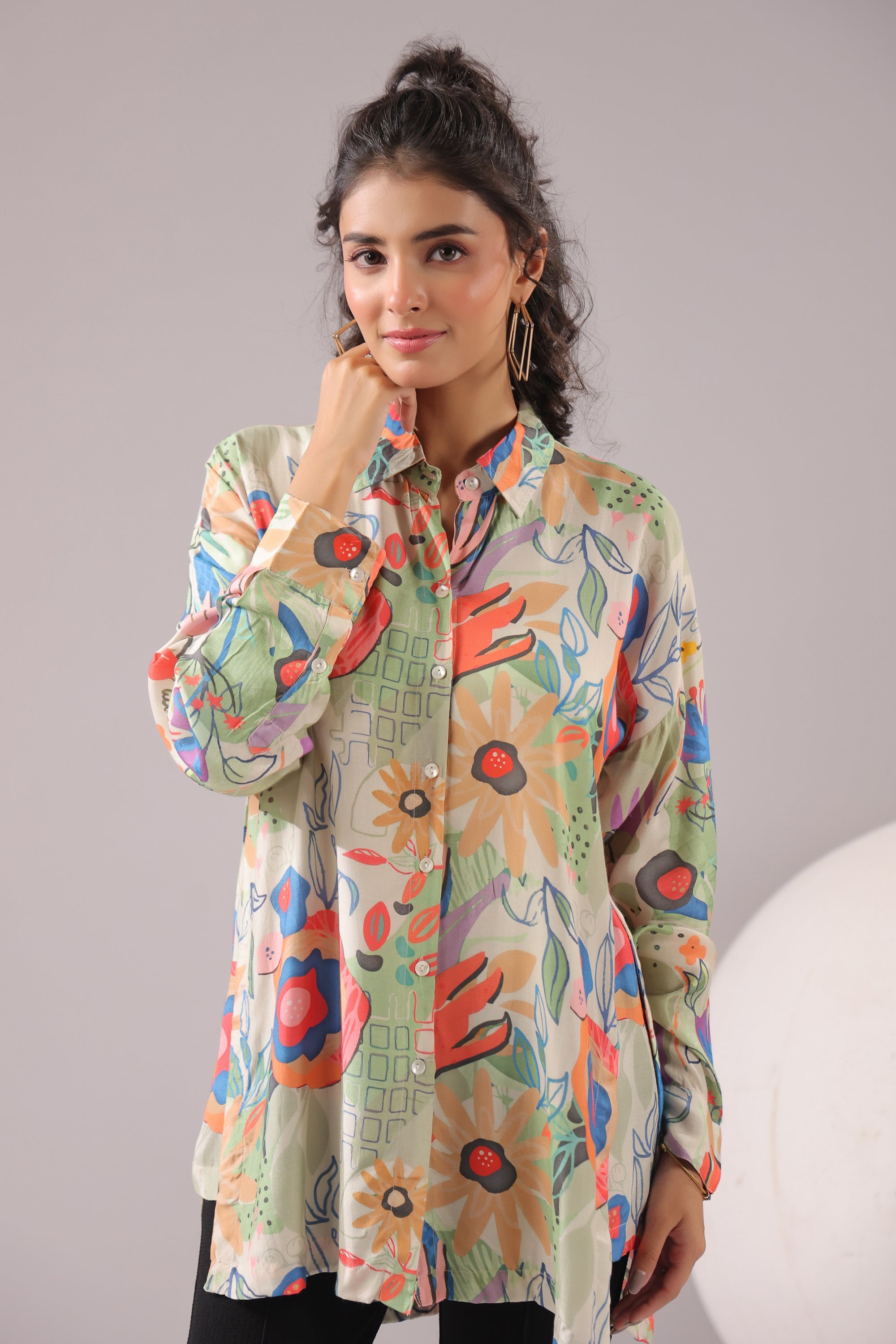 Garden Glow Printed Muslin Silk Shirt