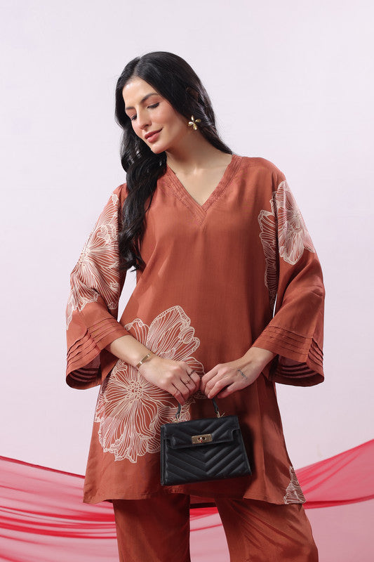 Rust Floral Printed Co-ord Set