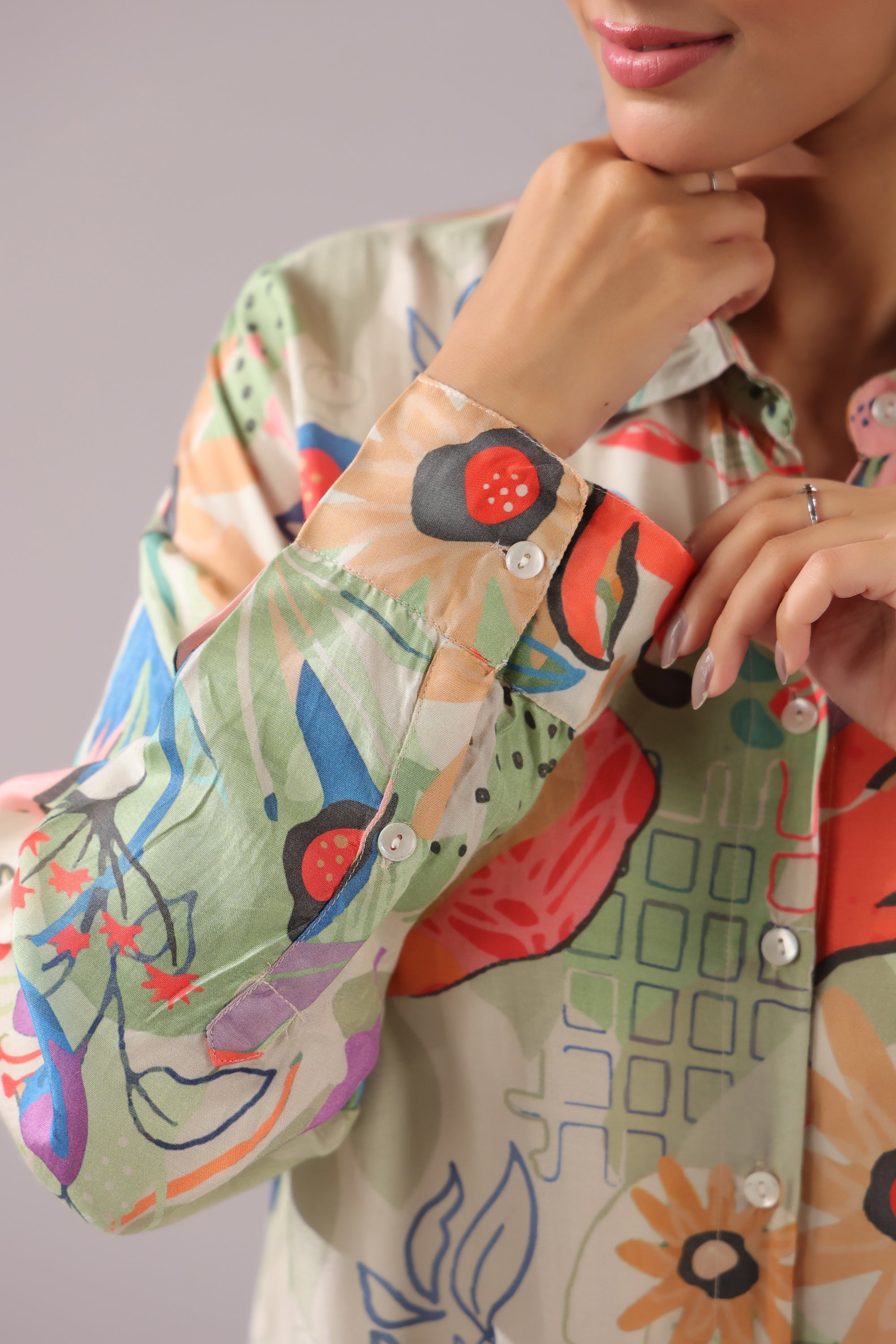 Garden Glow Printed Muslin Silk Shirt
