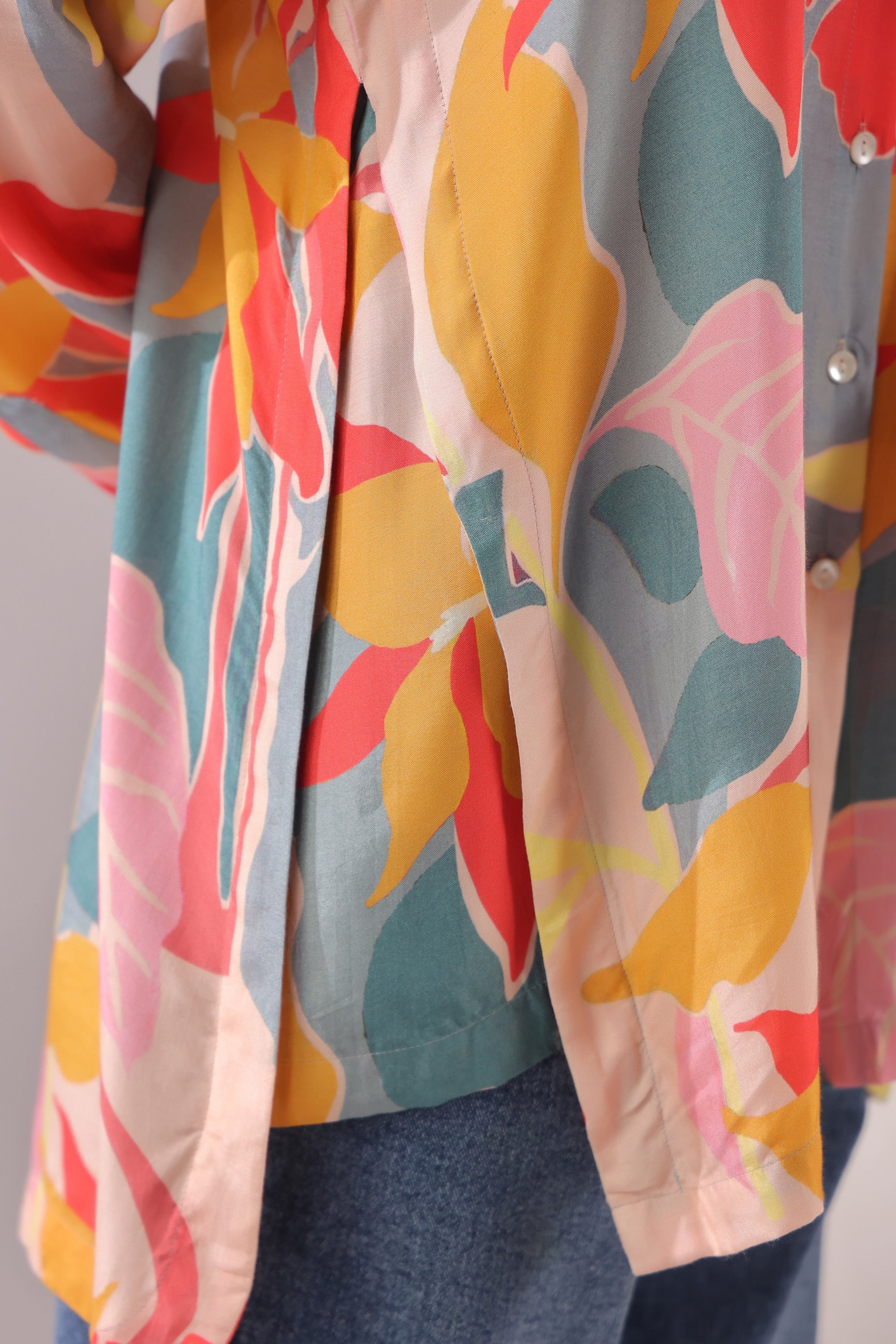 Tropical Bloom Printed Muslin Silk Shirt