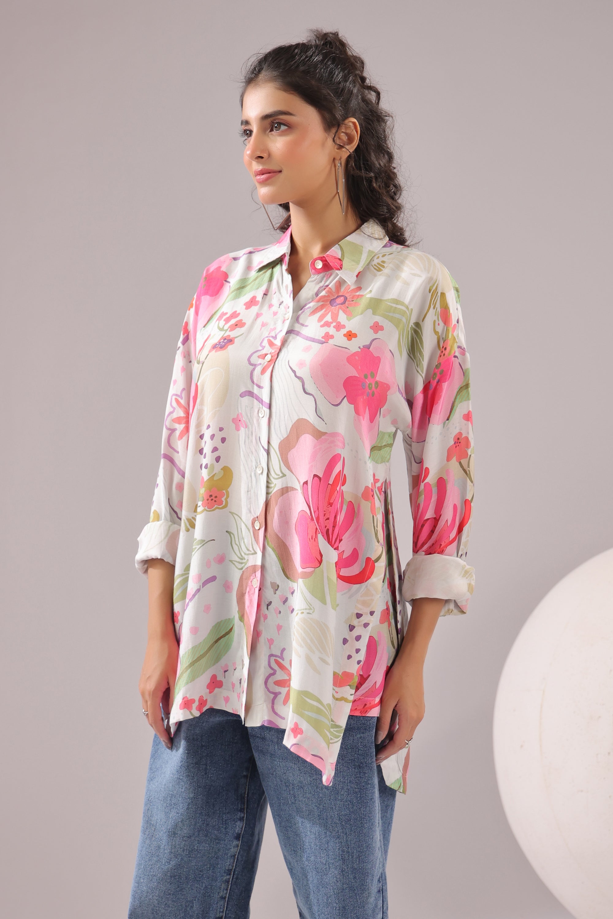 Blush Meadow Printed Muslin Silk Shirt