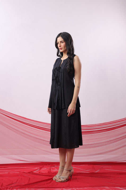 Black Straight Fit Sleeveless Casual Co-ord Set