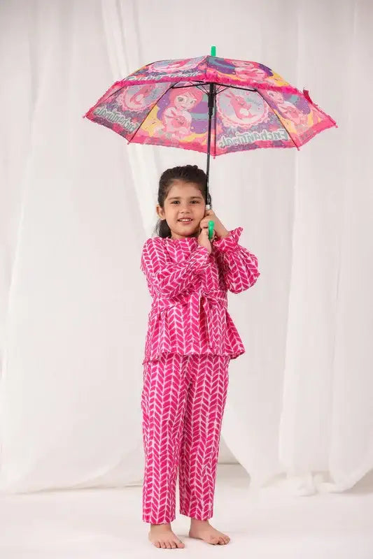 Pink Chevron Cotton Co-ord Set