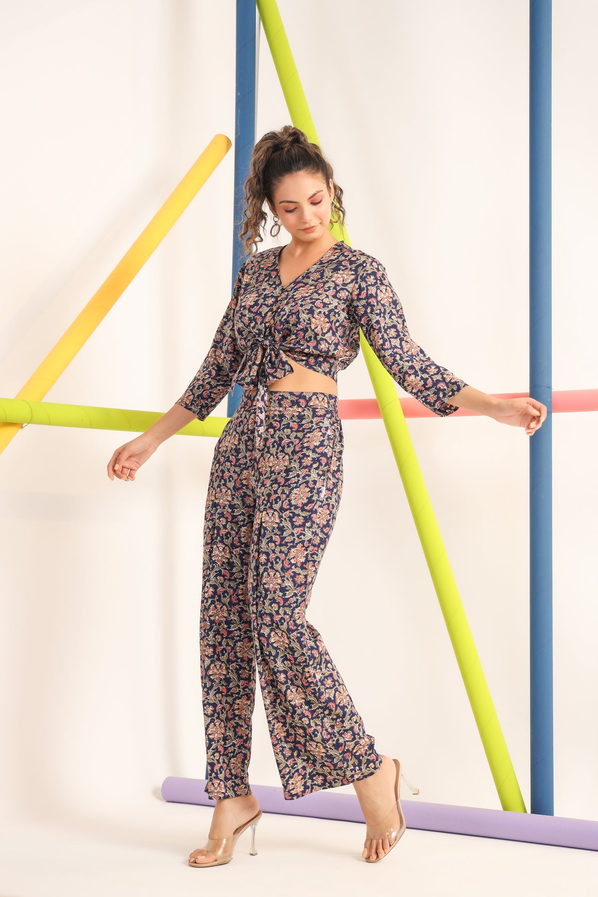 Jaipuri Jaal on blue Cotton Co-ord set