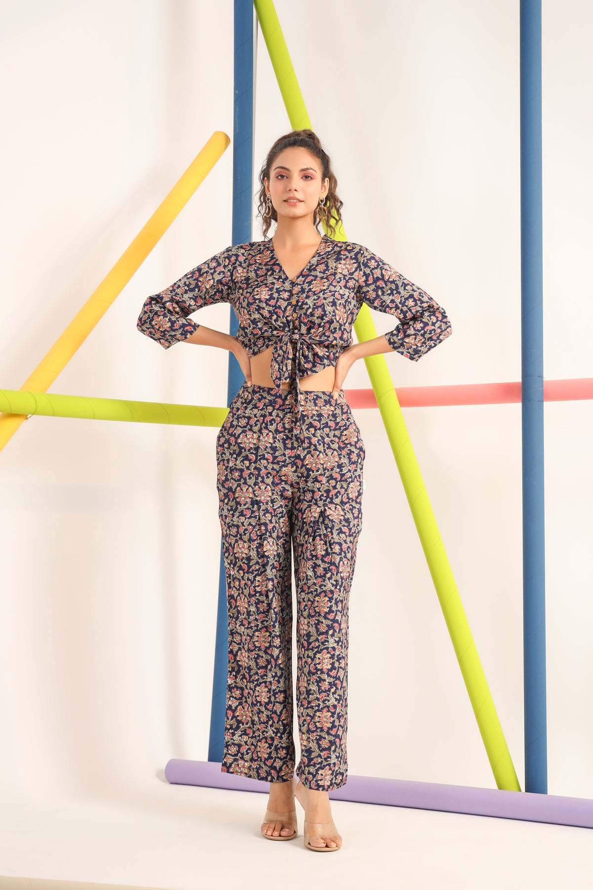 Jaipuri Jaal on blue Cotton Co-ord set
