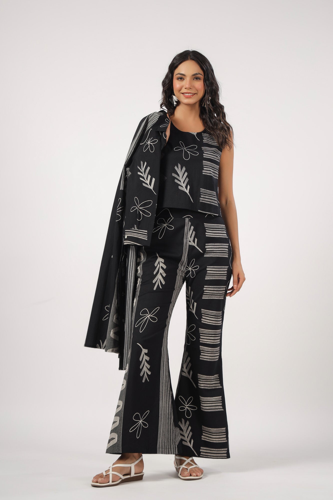 Noir Bloom Three Piece Cotton Co-ord Set