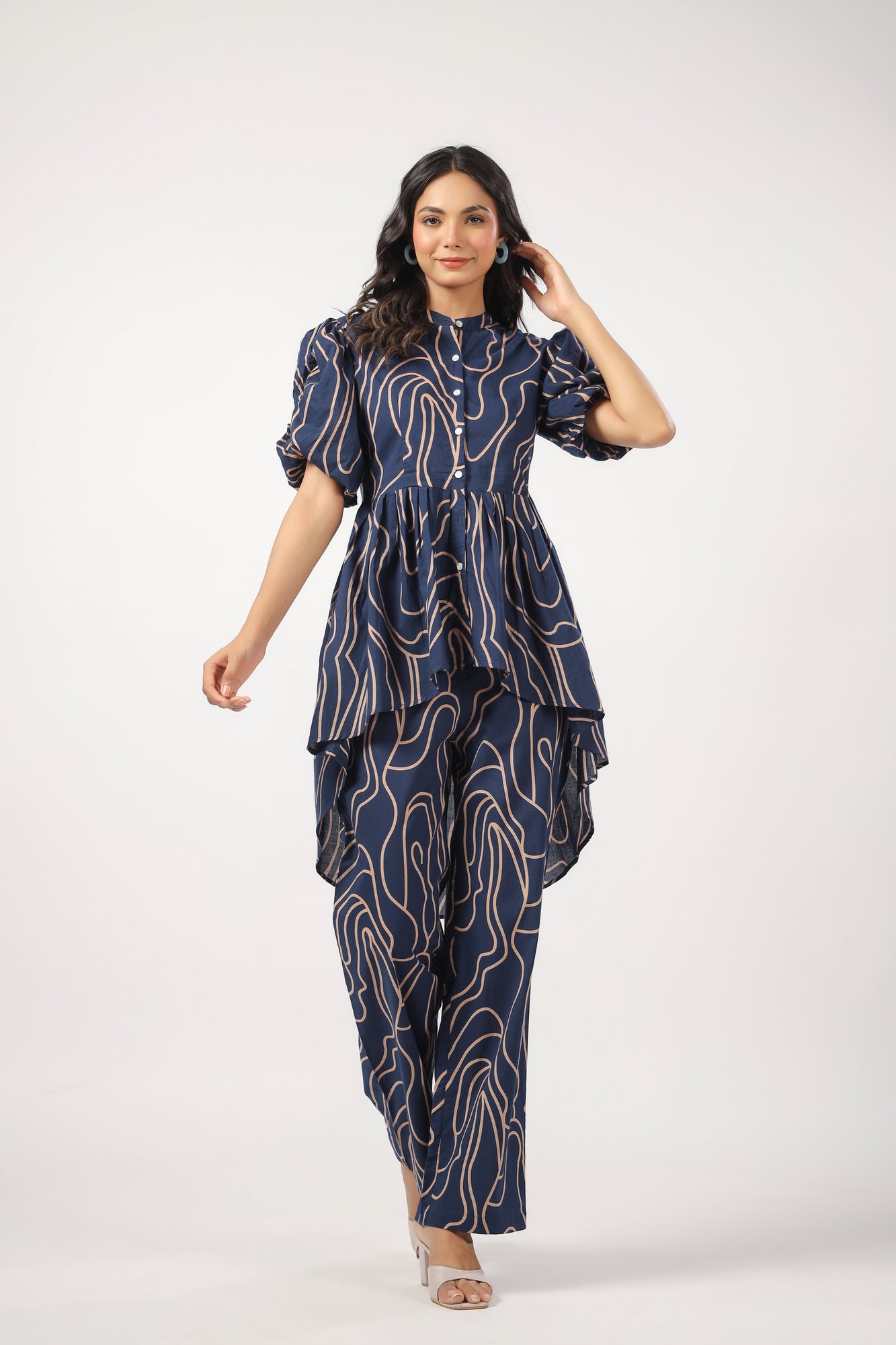 Whimsy Wavy Asymmetric Cotton Co-ord Set