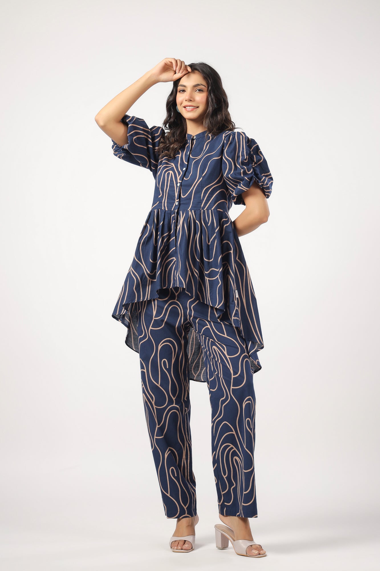 Whimsy Wavy Asymmetric Cotton Co-ord Set