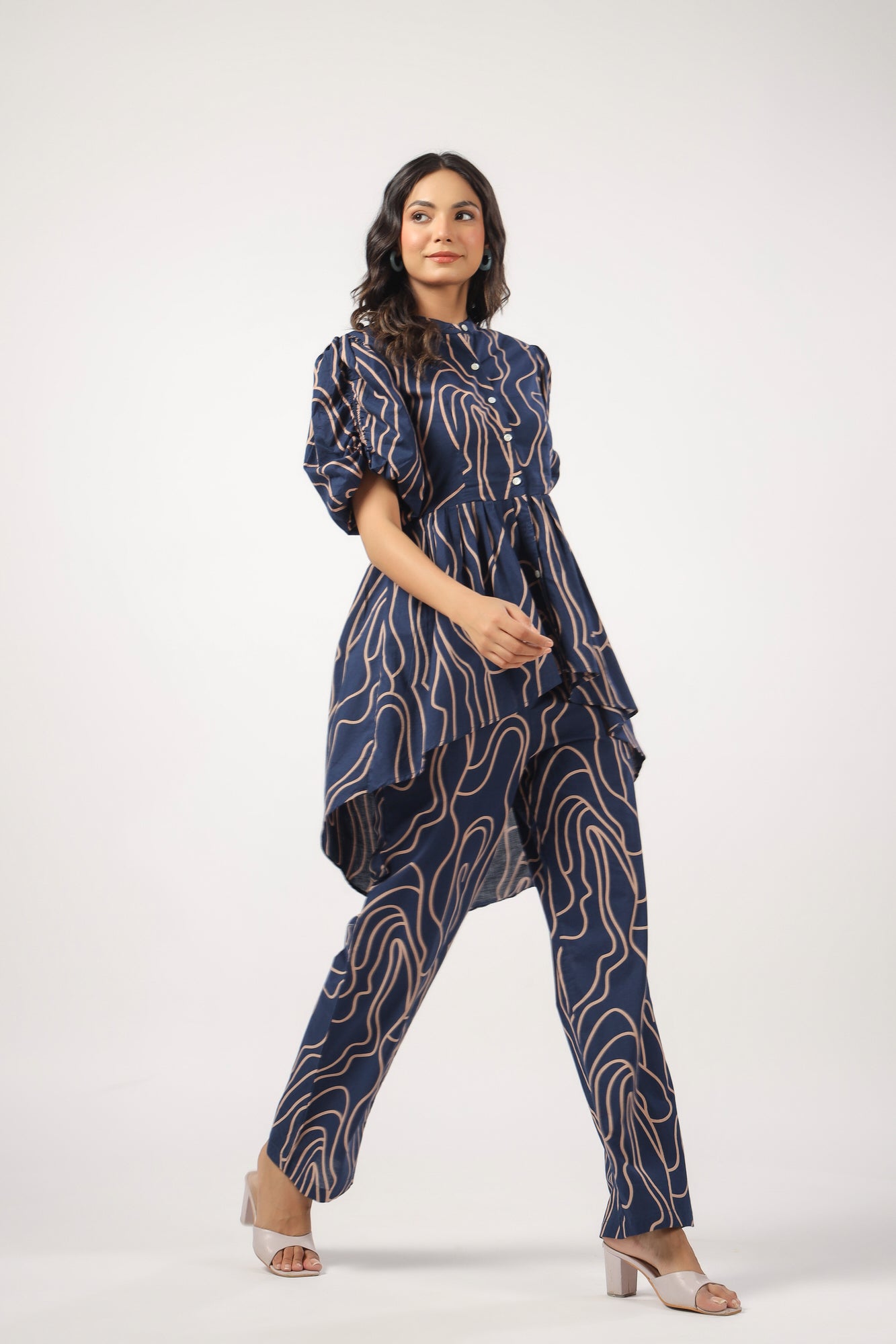 Whimsy Wavy Asymmetric Cotton Co-ord Set