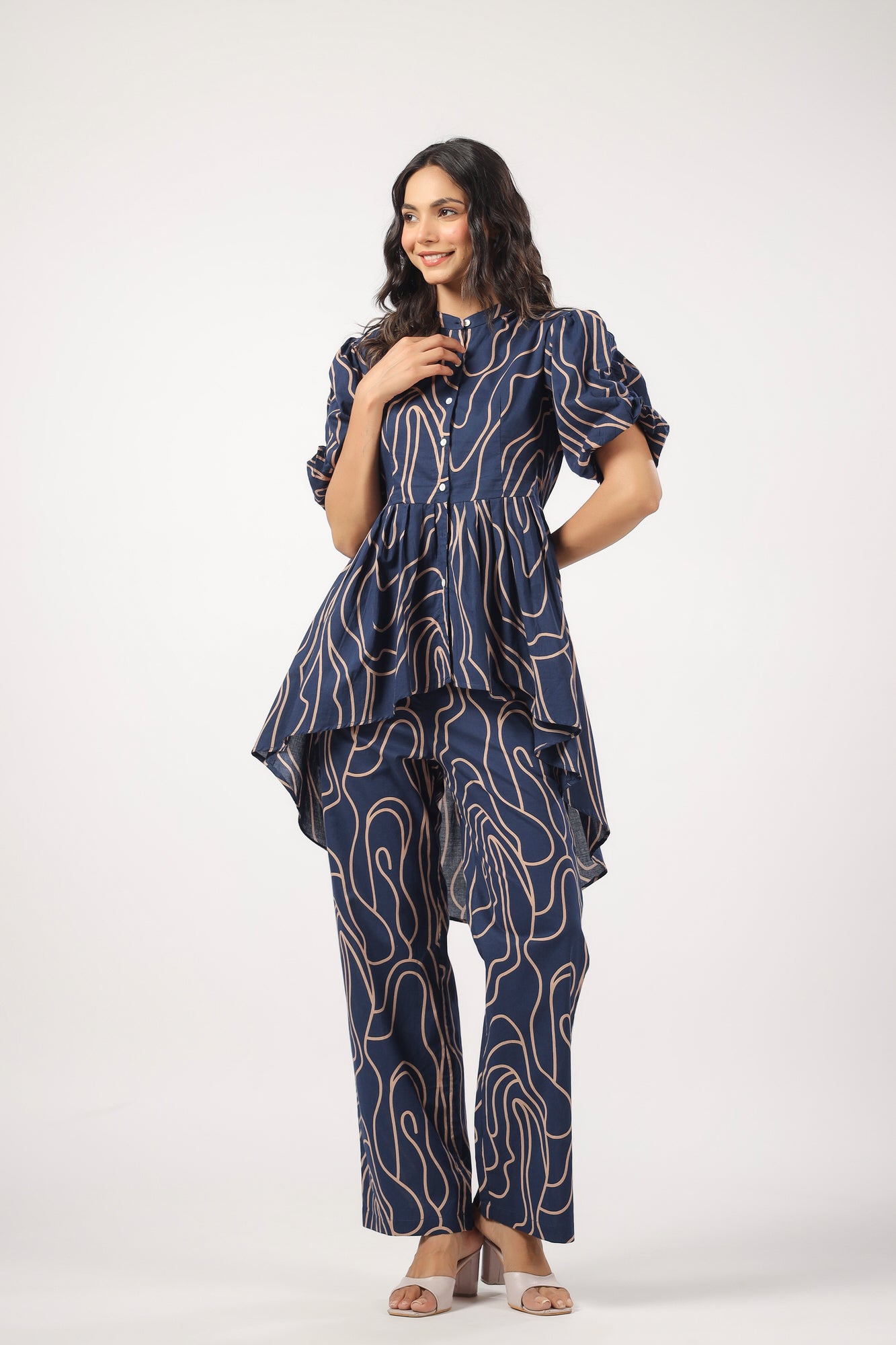 Whimsy Wavy Asymmetric Cotton Co-ord Set