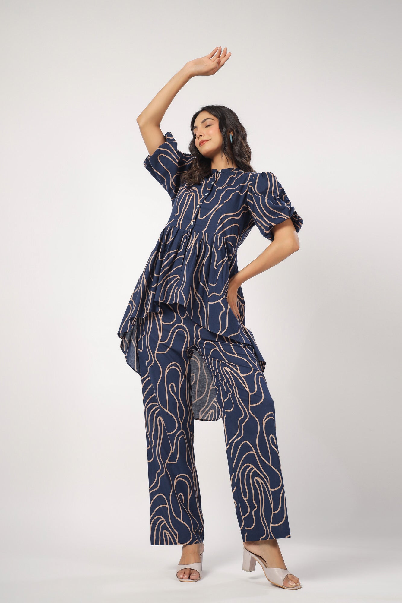 Whimsy Wavy Asymmetric Cotton Co-ord Set