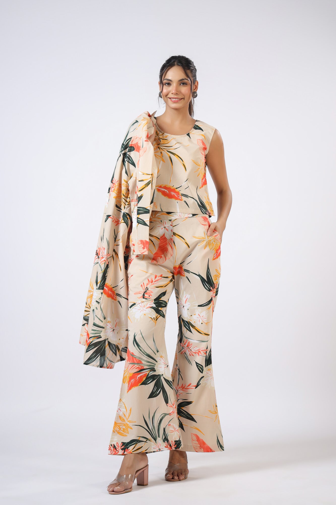 Citrus Bloomz Three Piece Cotton Co-ord Set