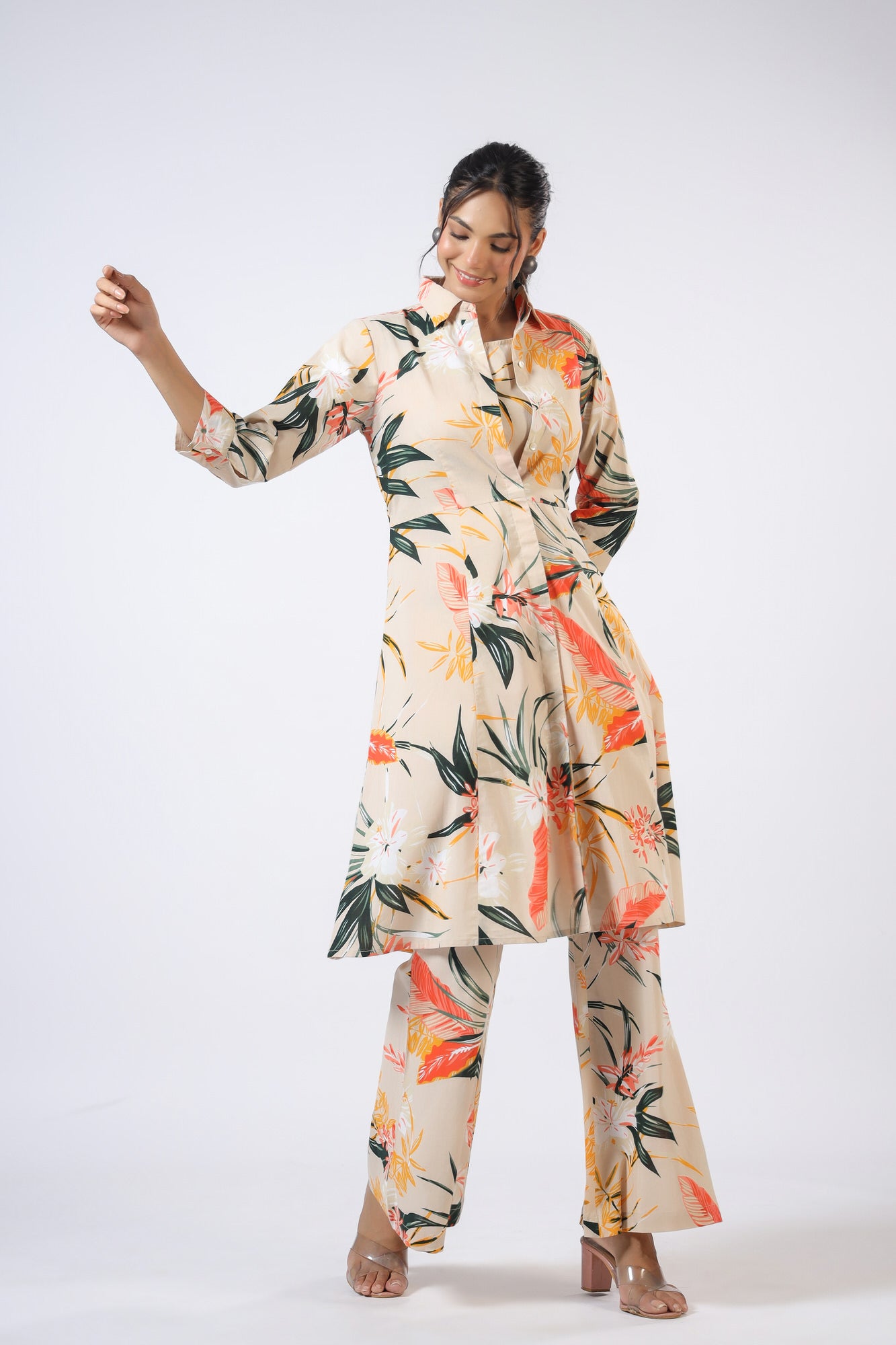 Citrus Bloomz Three Piece Cotton Co-ord Set