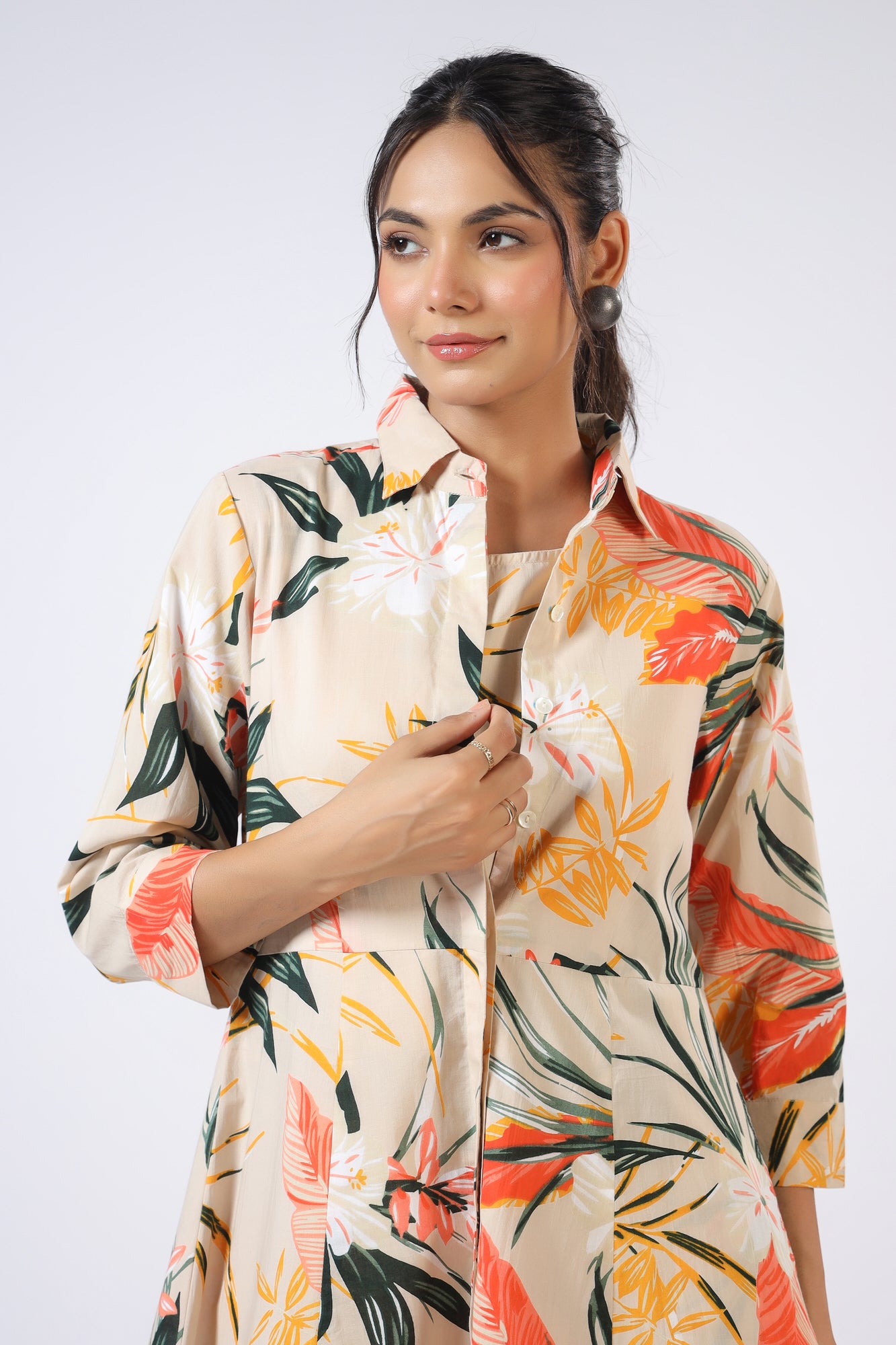 Citrus Bloomz Three Piece Cotton Co-ord Set