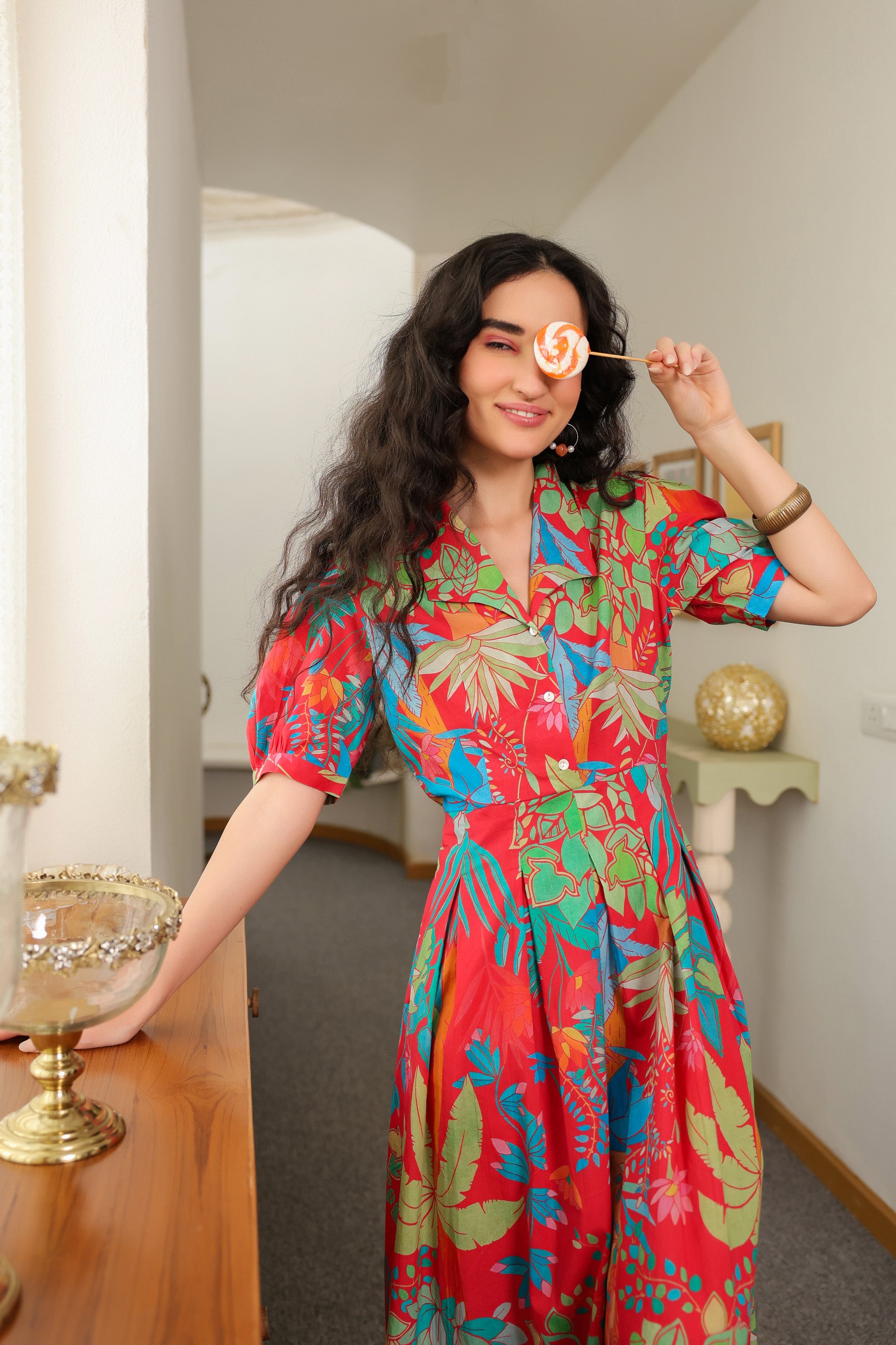 Scarlet Tropics Cotton Dress