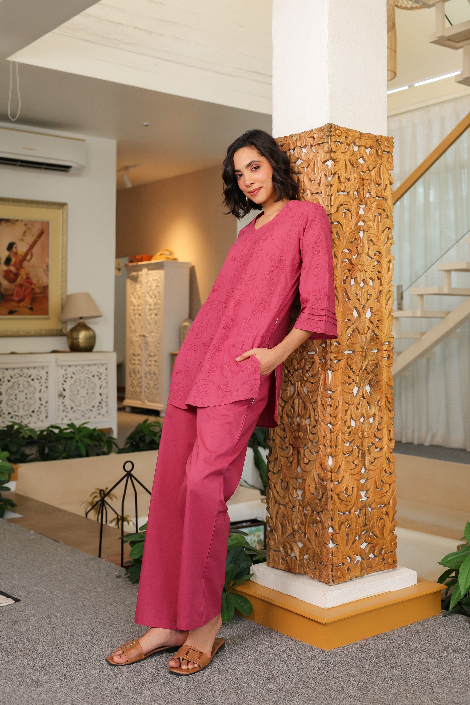 Berry Aura Cotton Co-ord Set