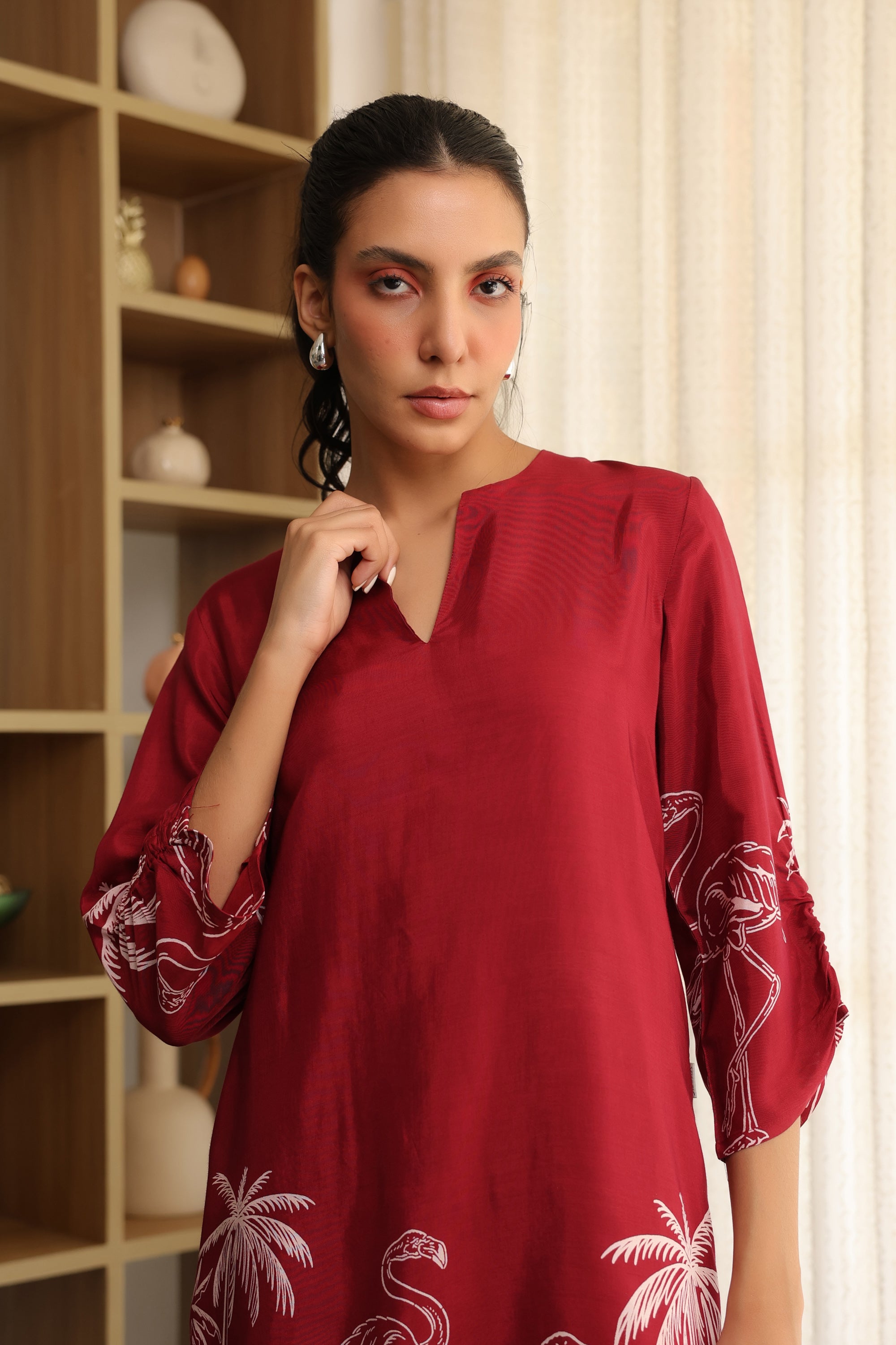 Wine Whisper Russian Silk Co-ord Set