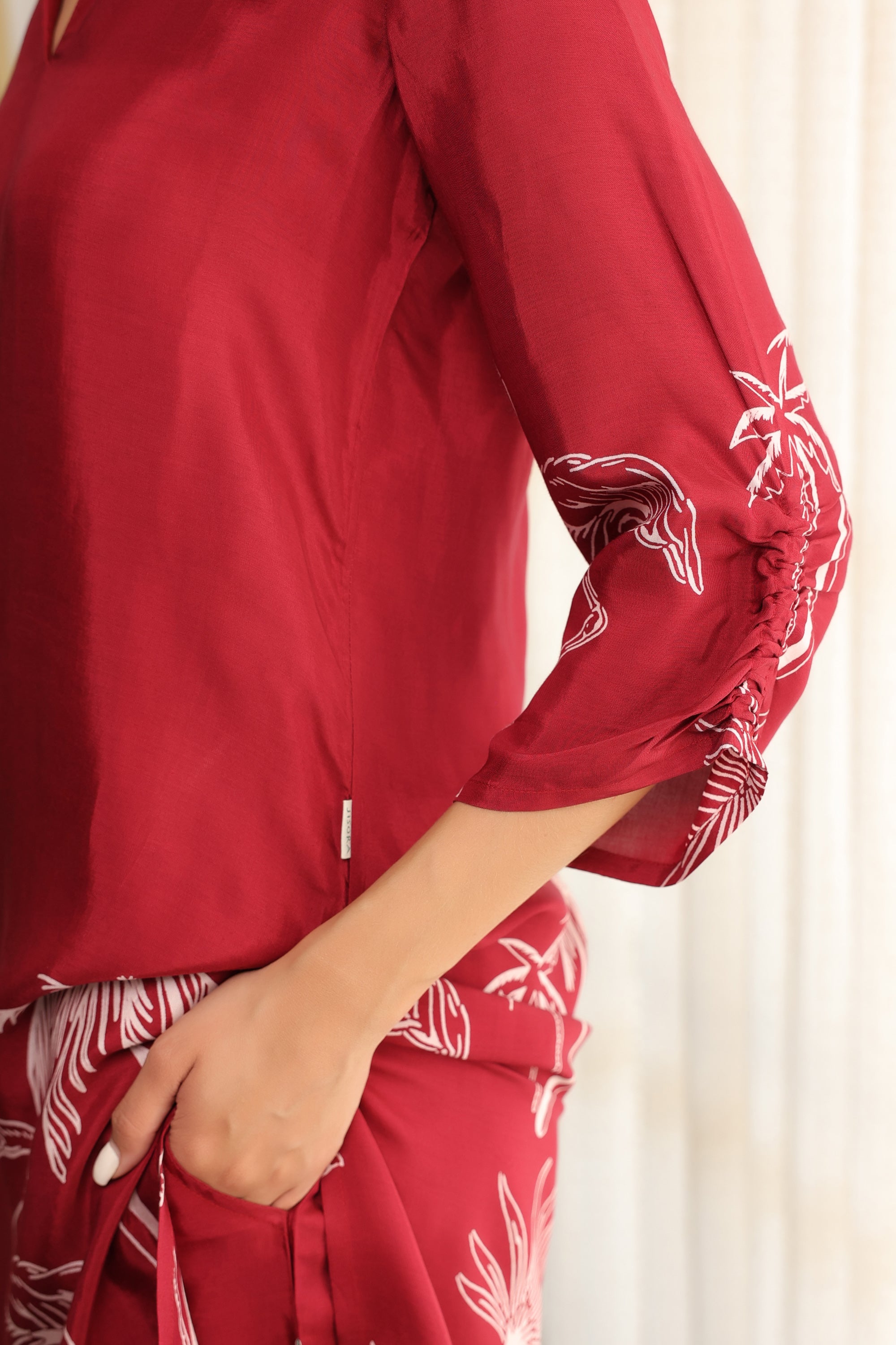 Wine Whisper Russian Silk Co-ord Set