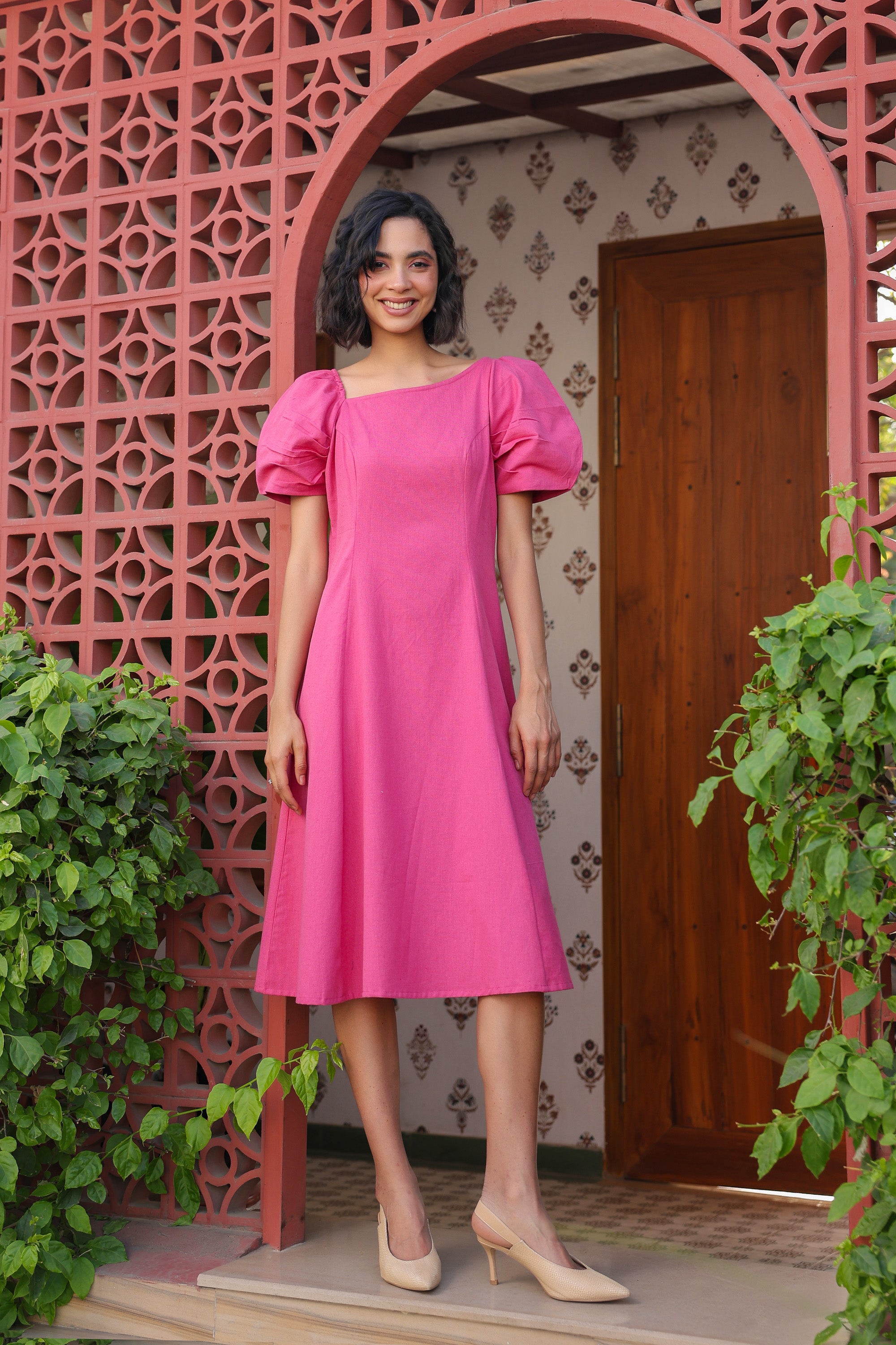 Dusky Rose Cotton Flex Dress
