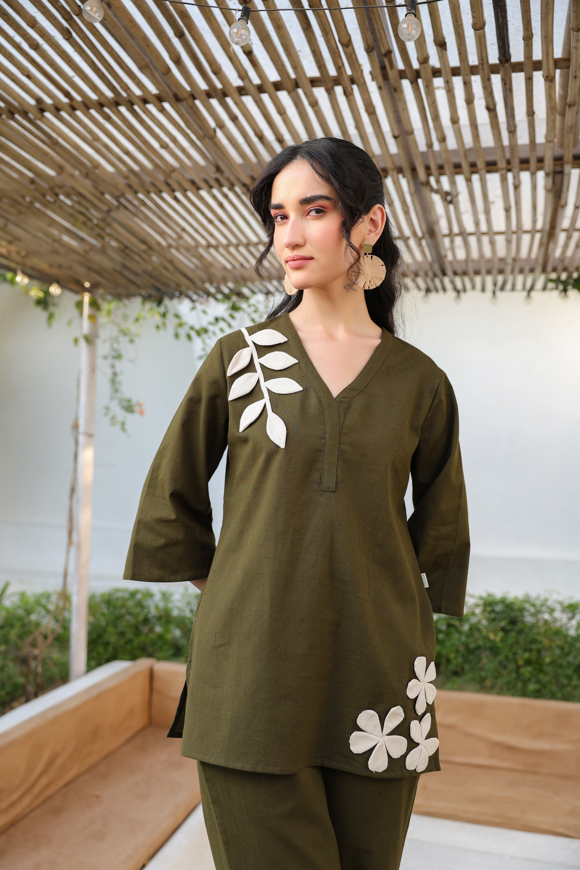 Olive Petal Cotton Flex Co-ord Set