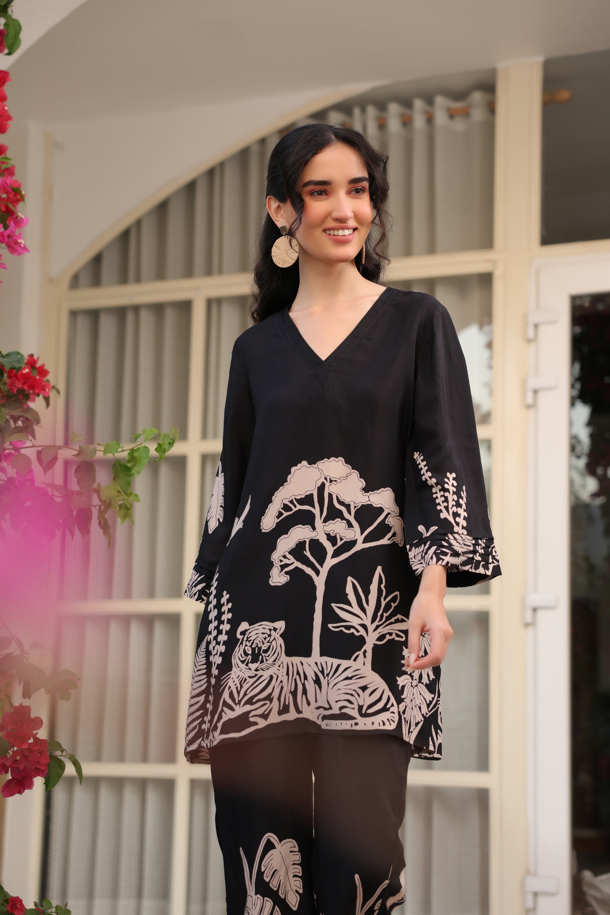 Midnight Botanical Russian Silk Co-ord Set