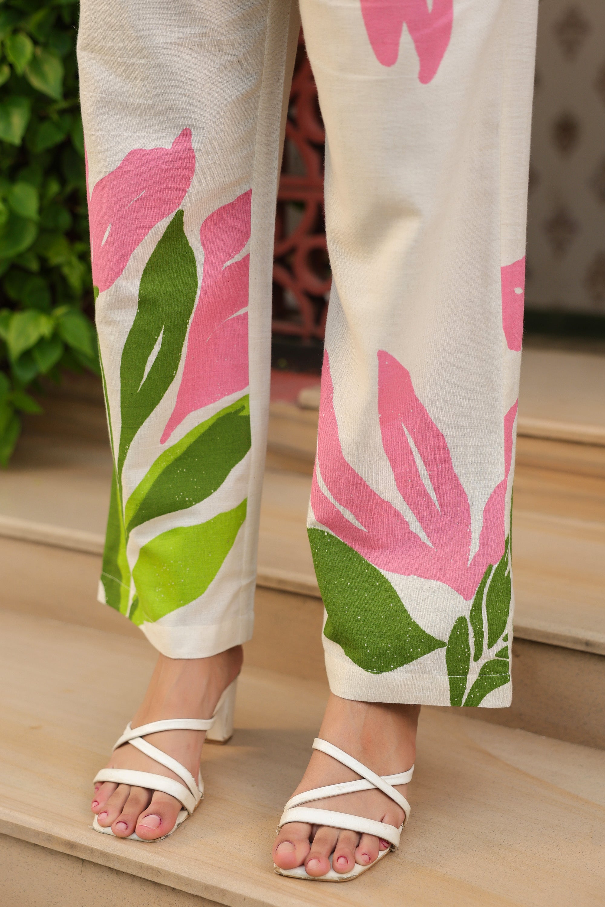 Elegant Blush Floral Printed Cotton Flex Co-ord Set