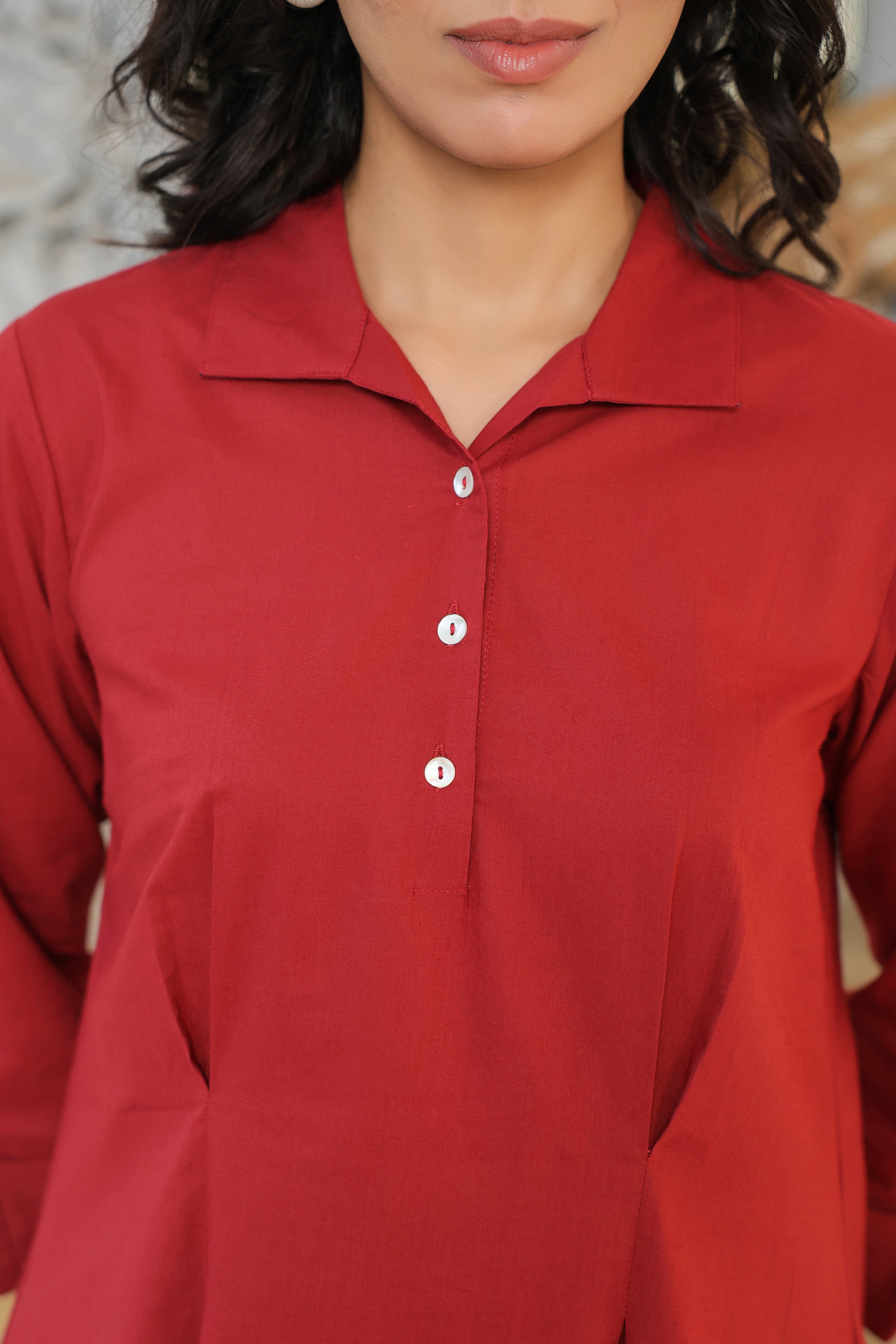 Crimson Ease Cotton Co-ord Set