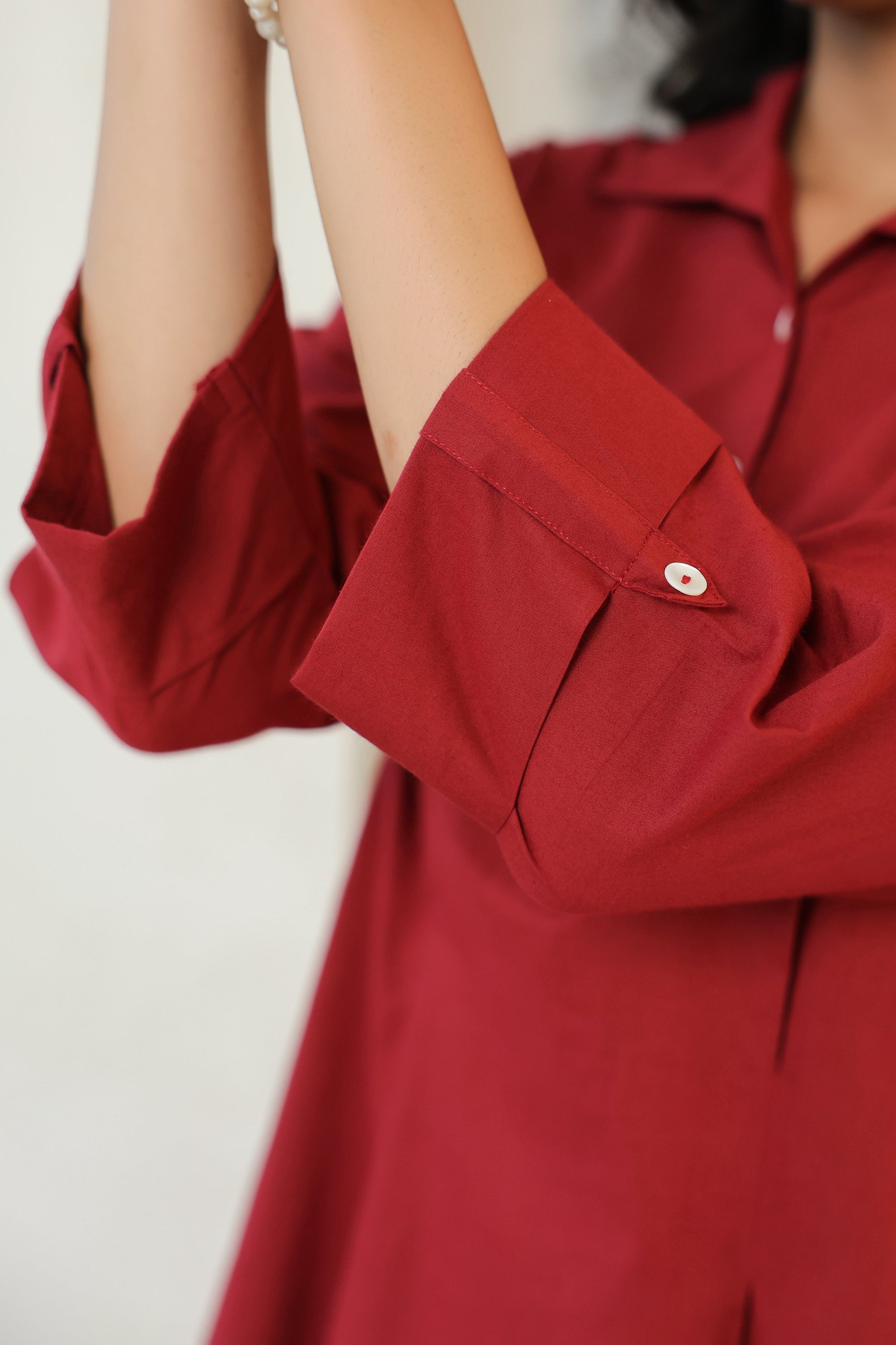 Crimson Ease Cotton Maroon Co-ord Set