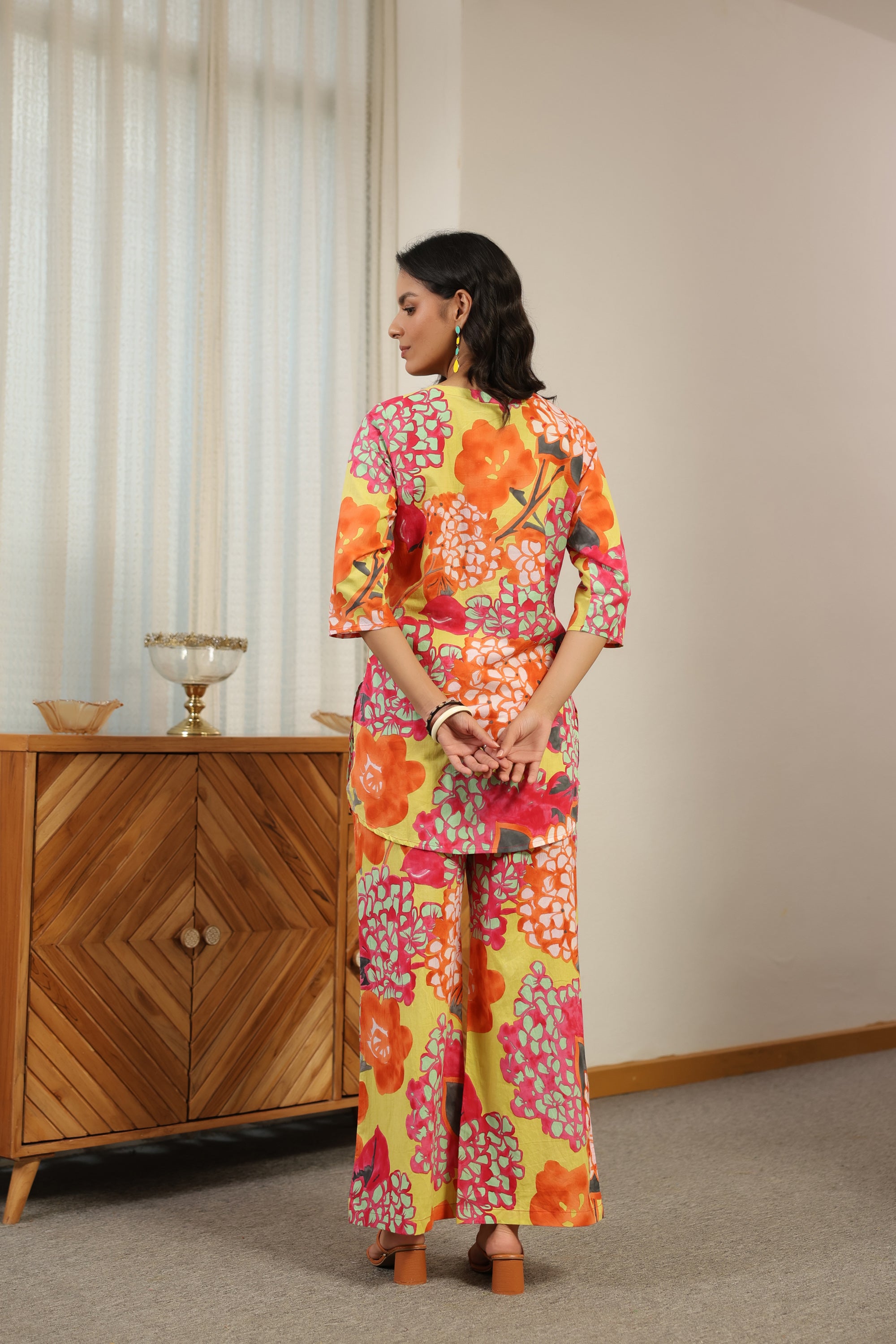 Tropical Bloom Multicolor Floral Printed Cotton Co-ord Set