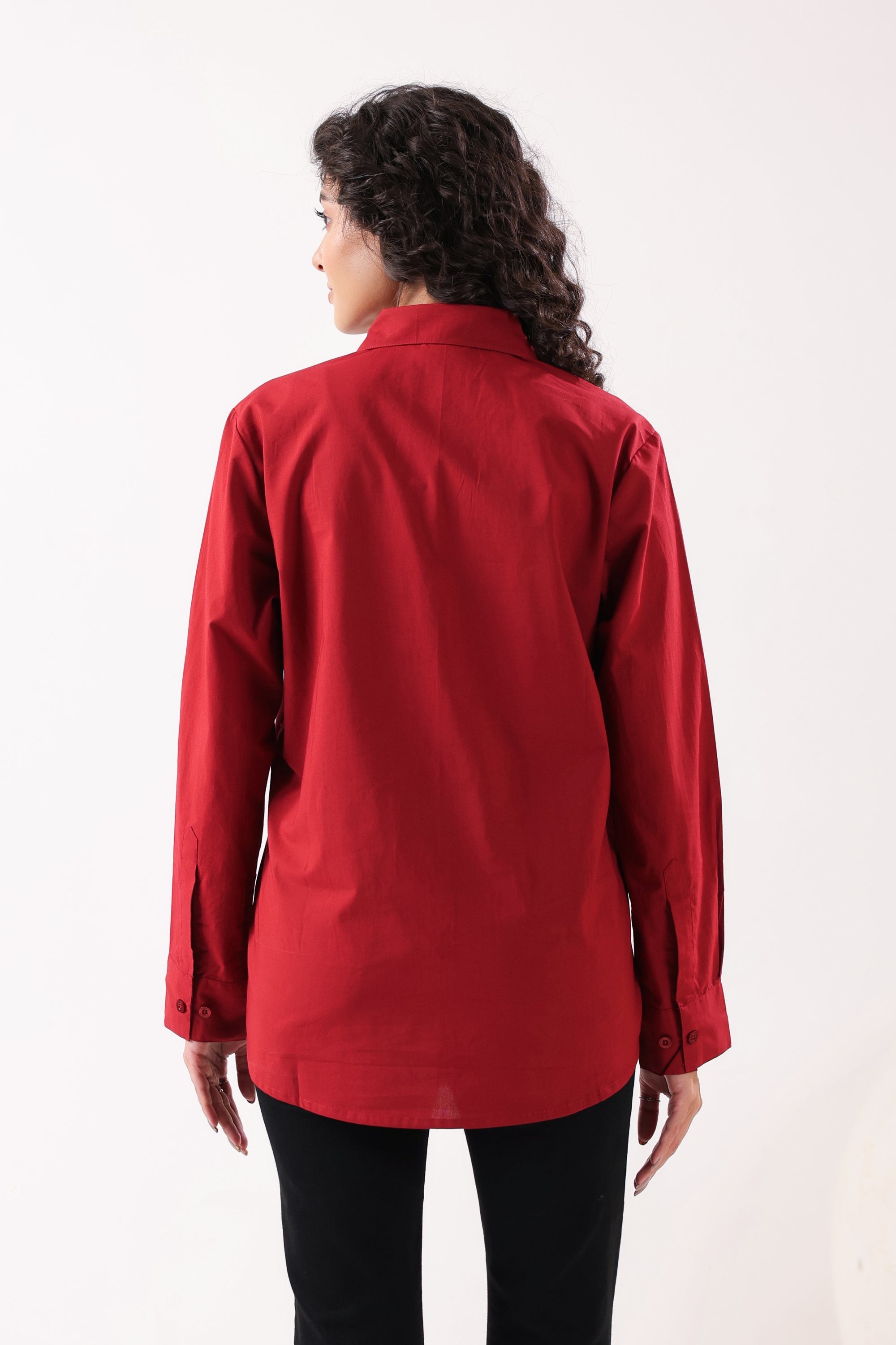 Crimson Classic Formal Maroon Poplin Shirt