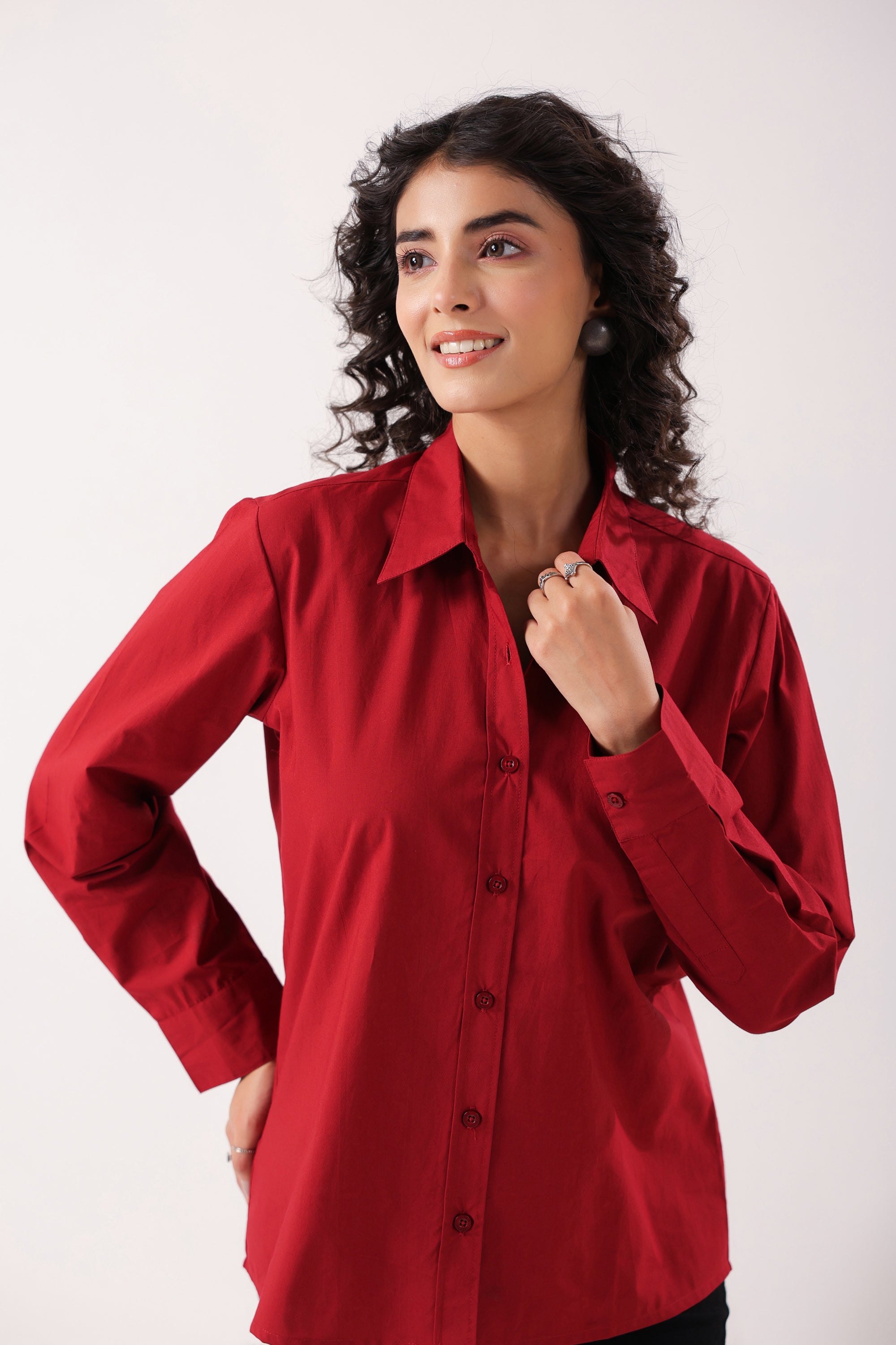 Crimson Classic Formal Maroon Poplin Shirt