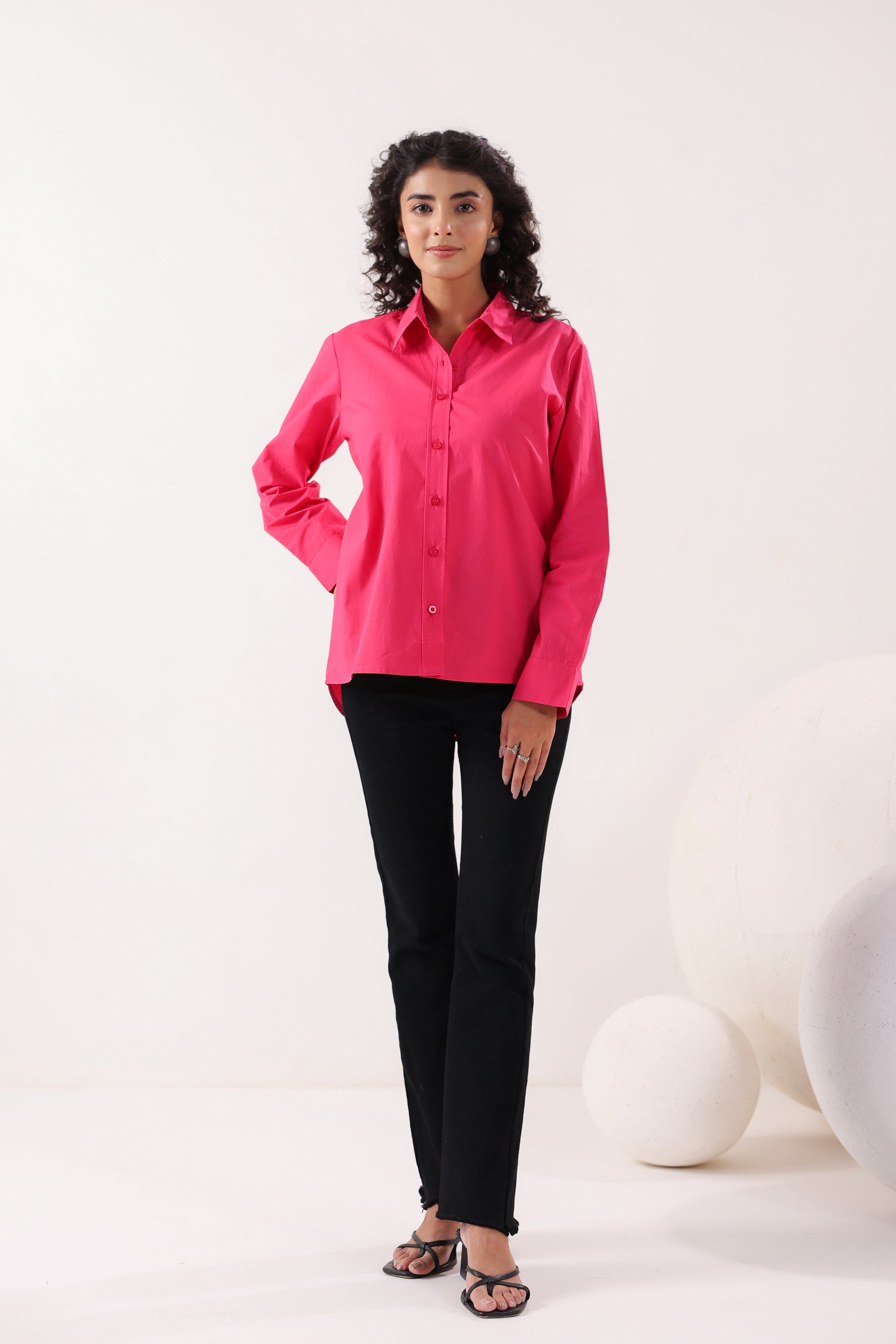 Fuchsia Flair Formal Pink Poplin Shirt