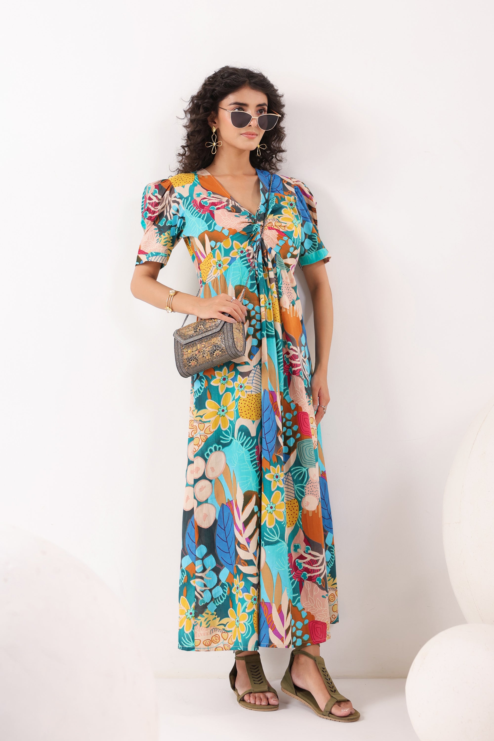 Tropical Mosaic Cotton Sundress
