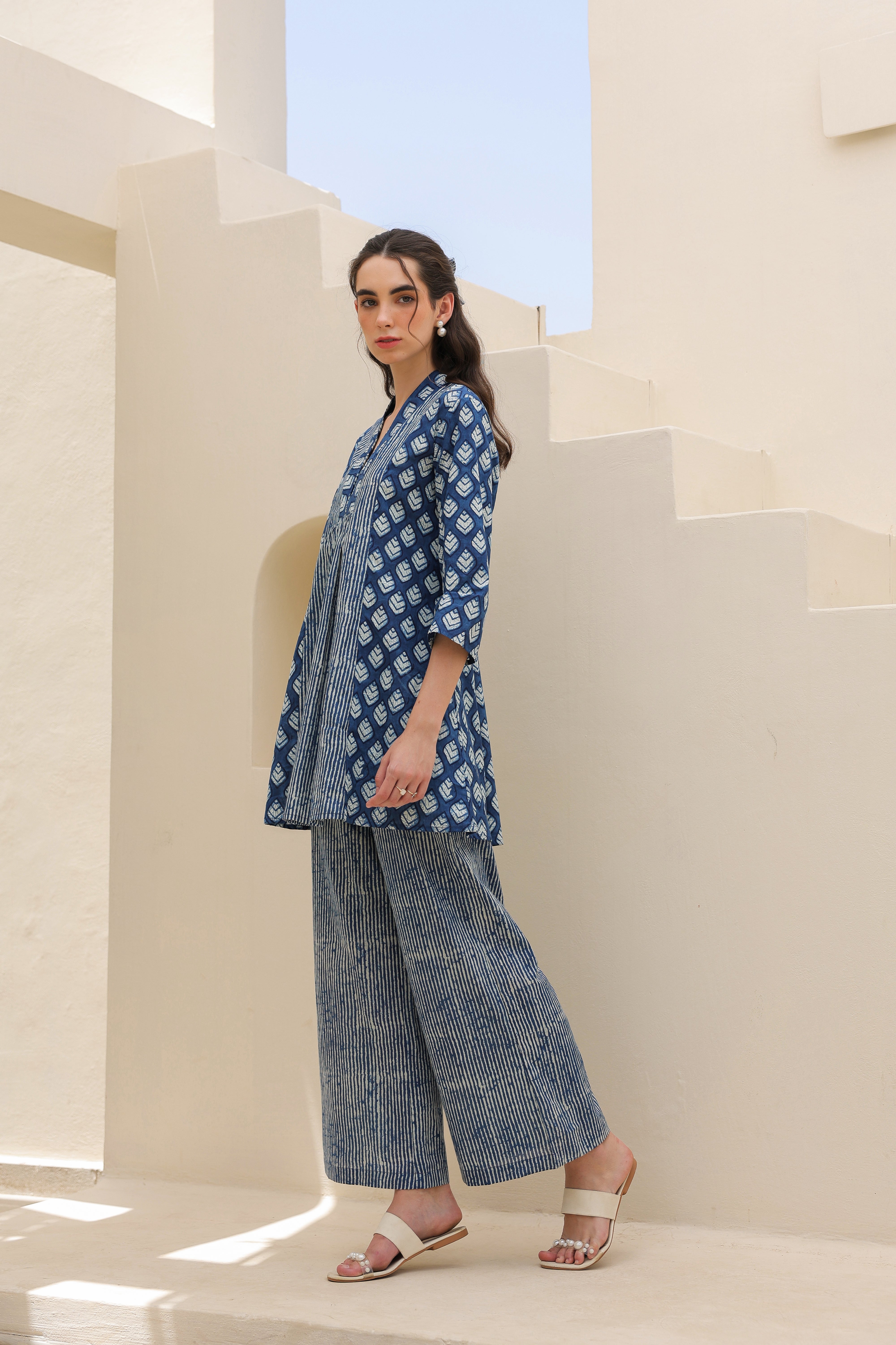Sailing Blue Printed Cotton Co-ord Set