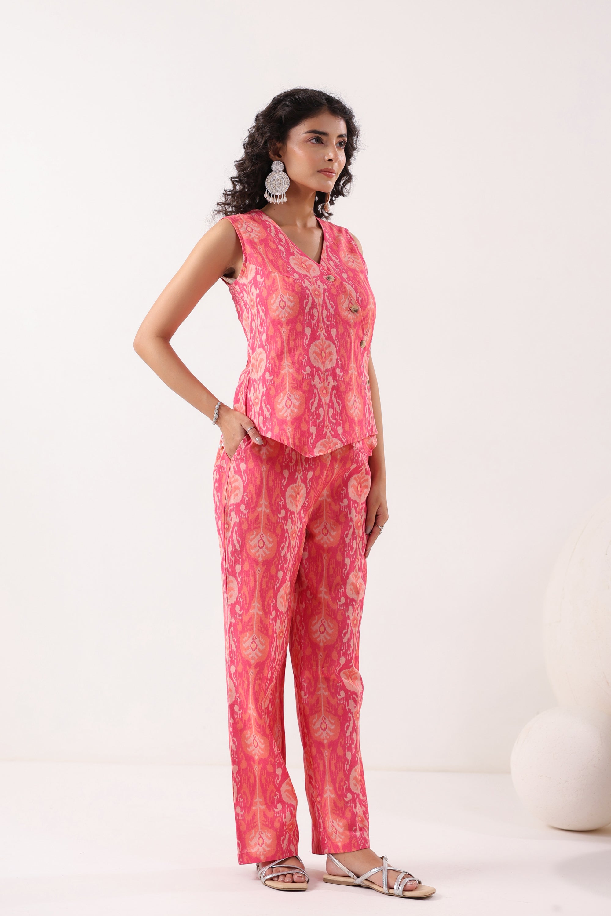 Ornate Bloom Pink Cotton Flex Co-ord Set