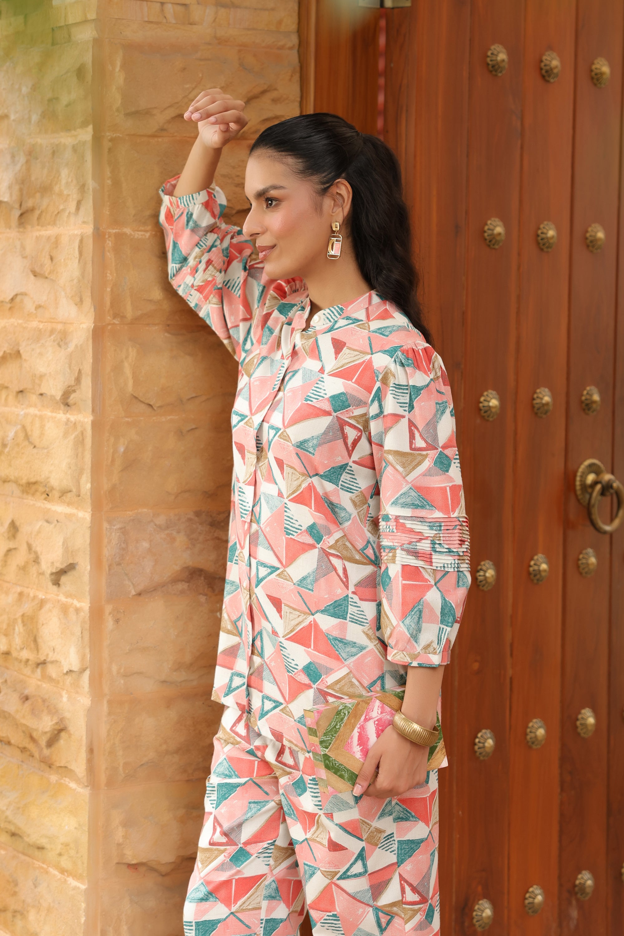 Pastel Mirage Geometric Print Cotton Flex Co-ord Set
