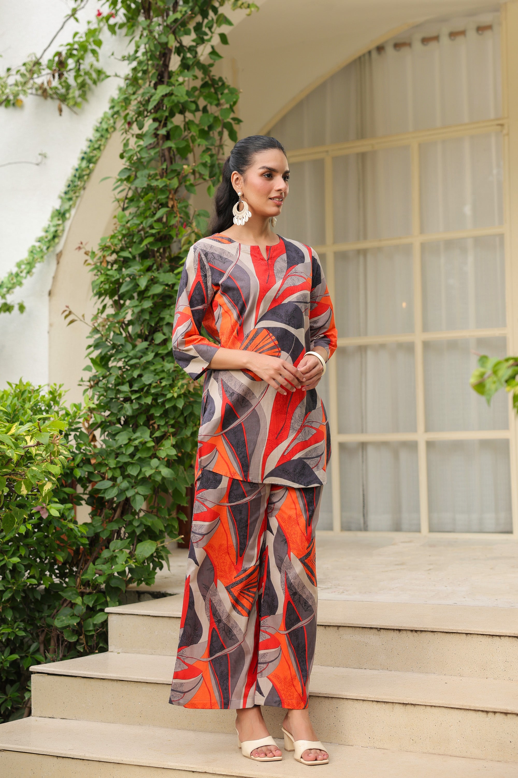 Sunset Hues Abstract Printed Multicolour Cotton Co-ord Set