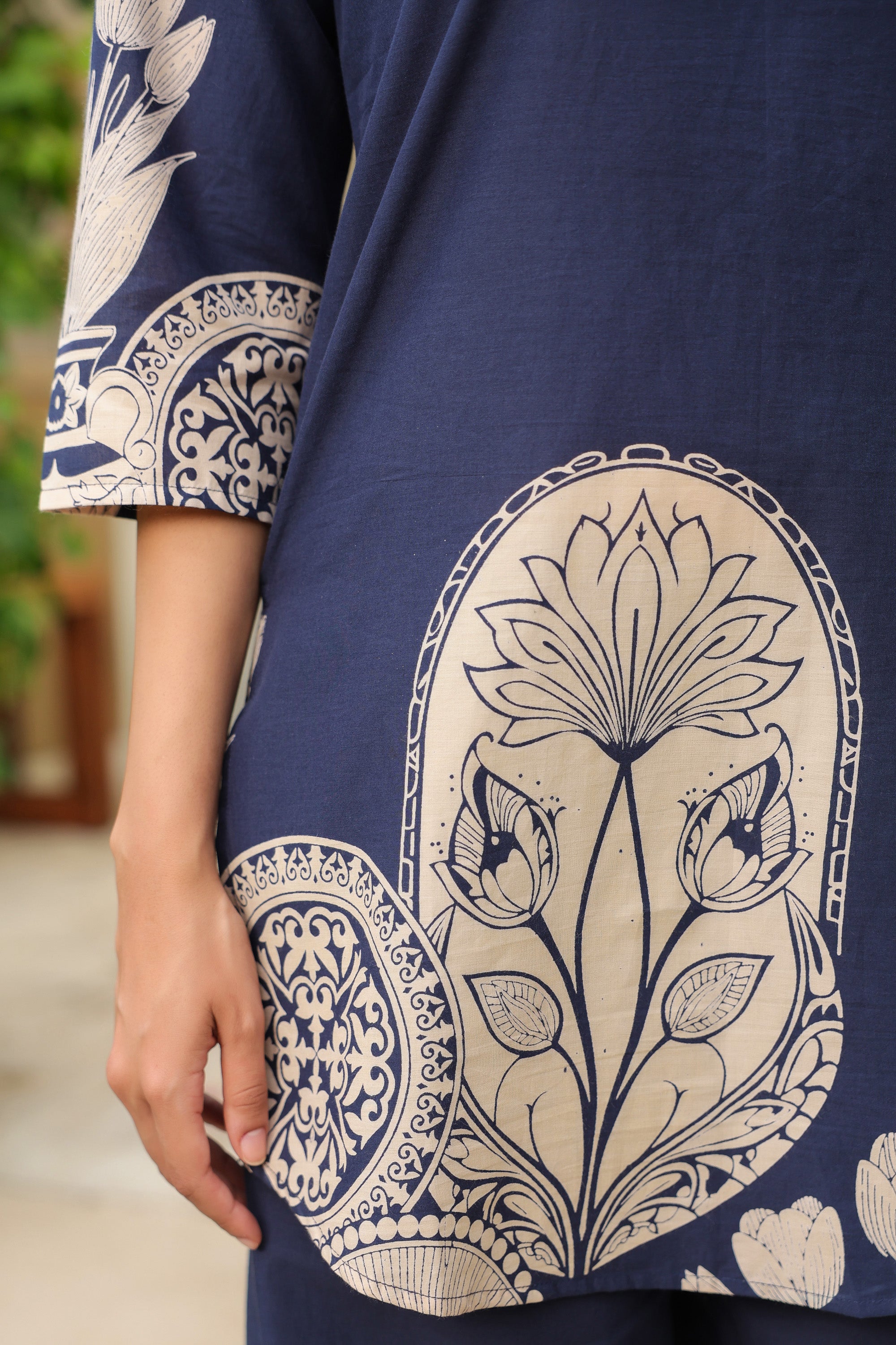 Midnight Bloom Ensemble Blue Cotton Co-ord Set