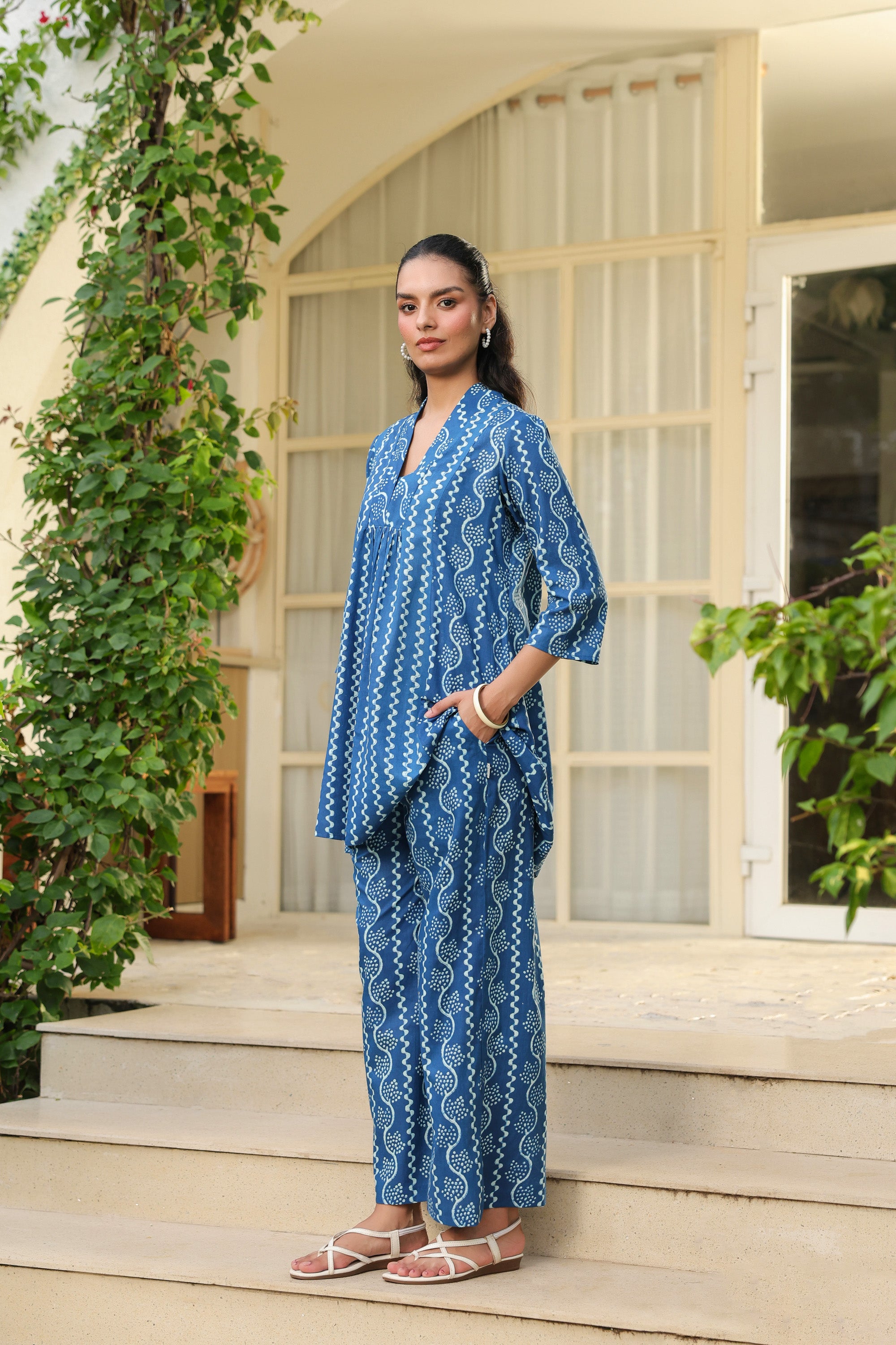 Azure Charm Printed Cotton Co-ord Set