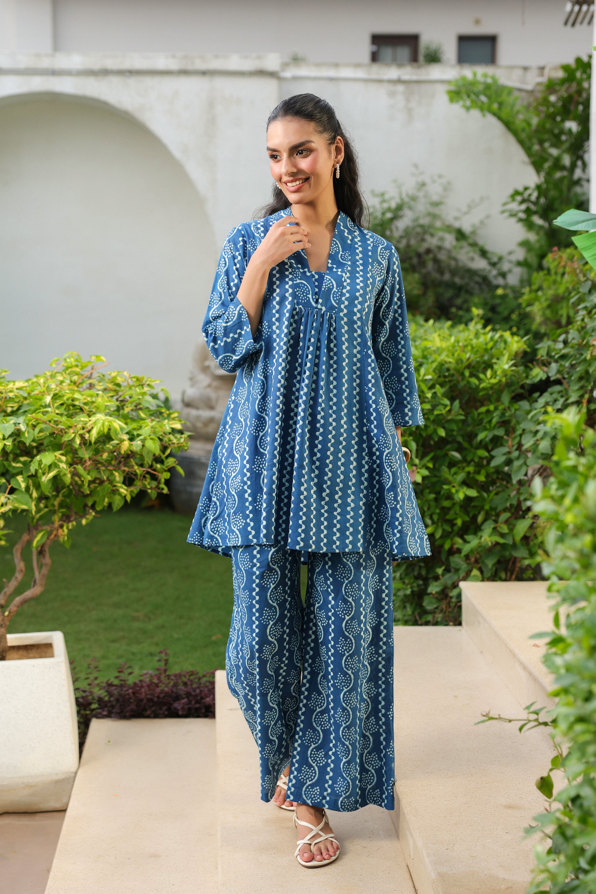 Azure Charm Printed Cotton Co-ord Set