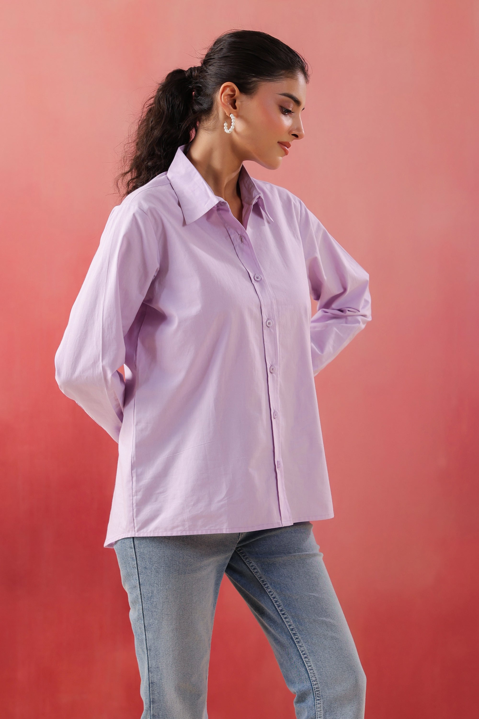 Soft Lilac Classic Levender Poplin Shirt