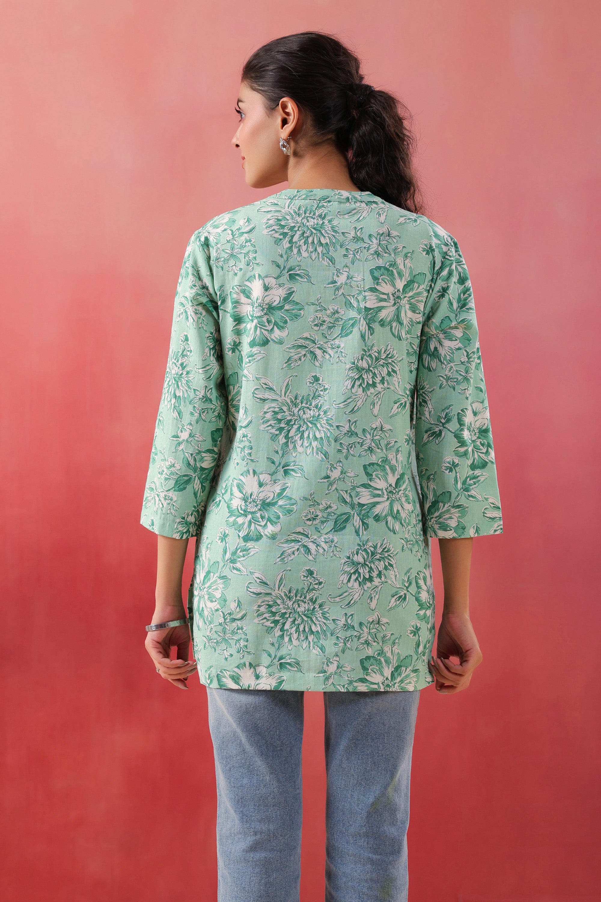 Tribal Whisper Green Cotton Flex Top