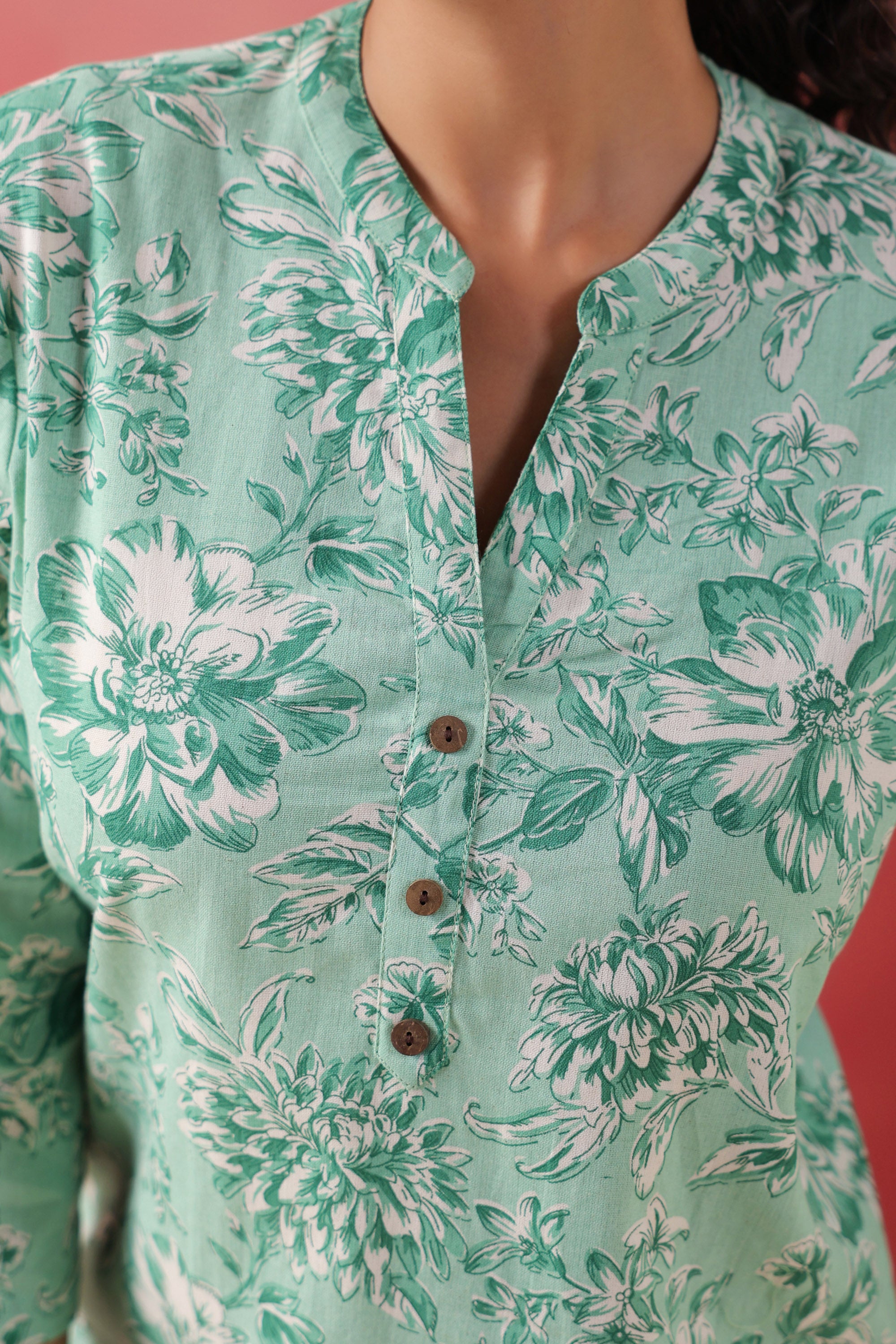 Tribal Whisper Green Cotton Flex Top