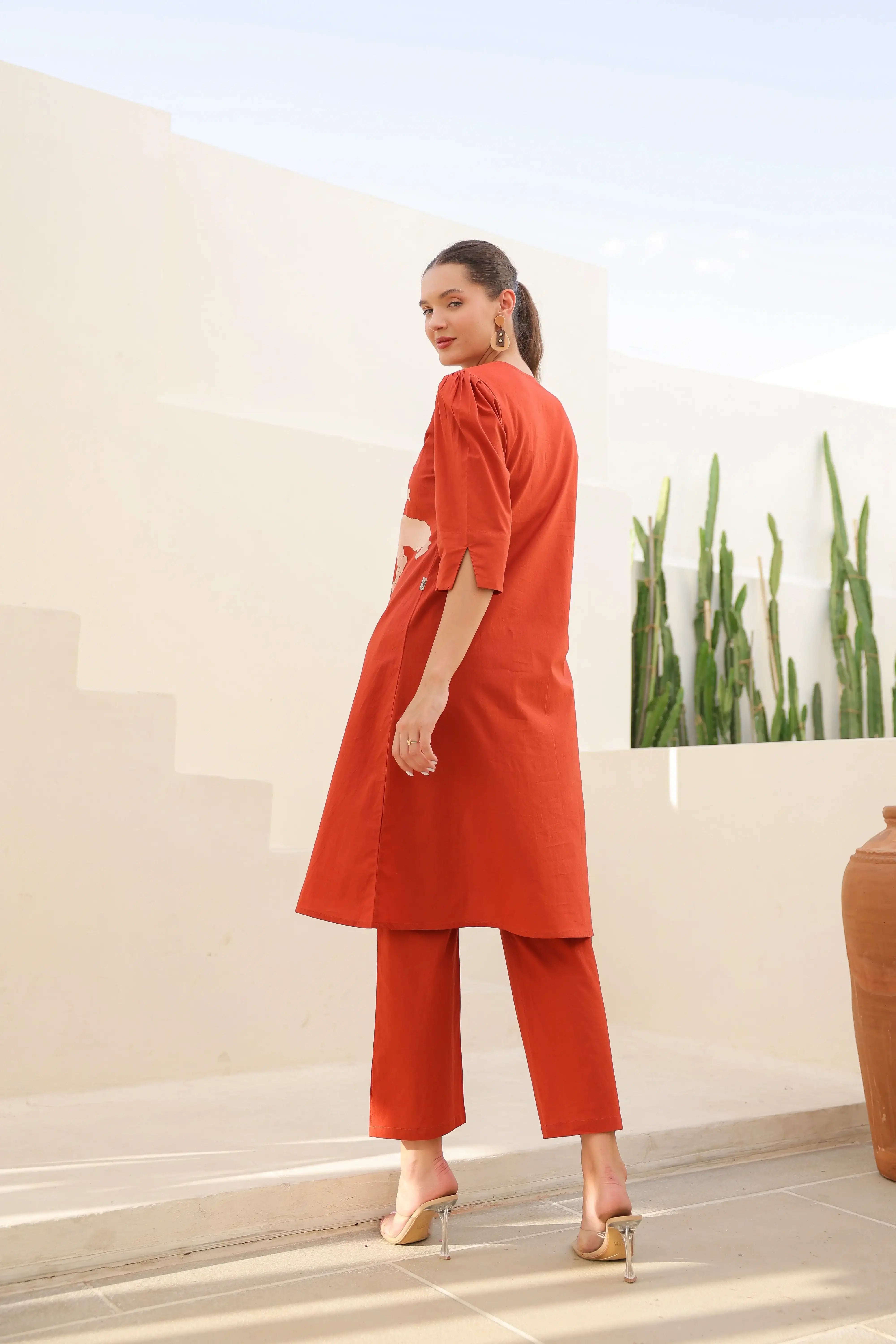 Amber Cotton Rust Cotton Co-ord Set