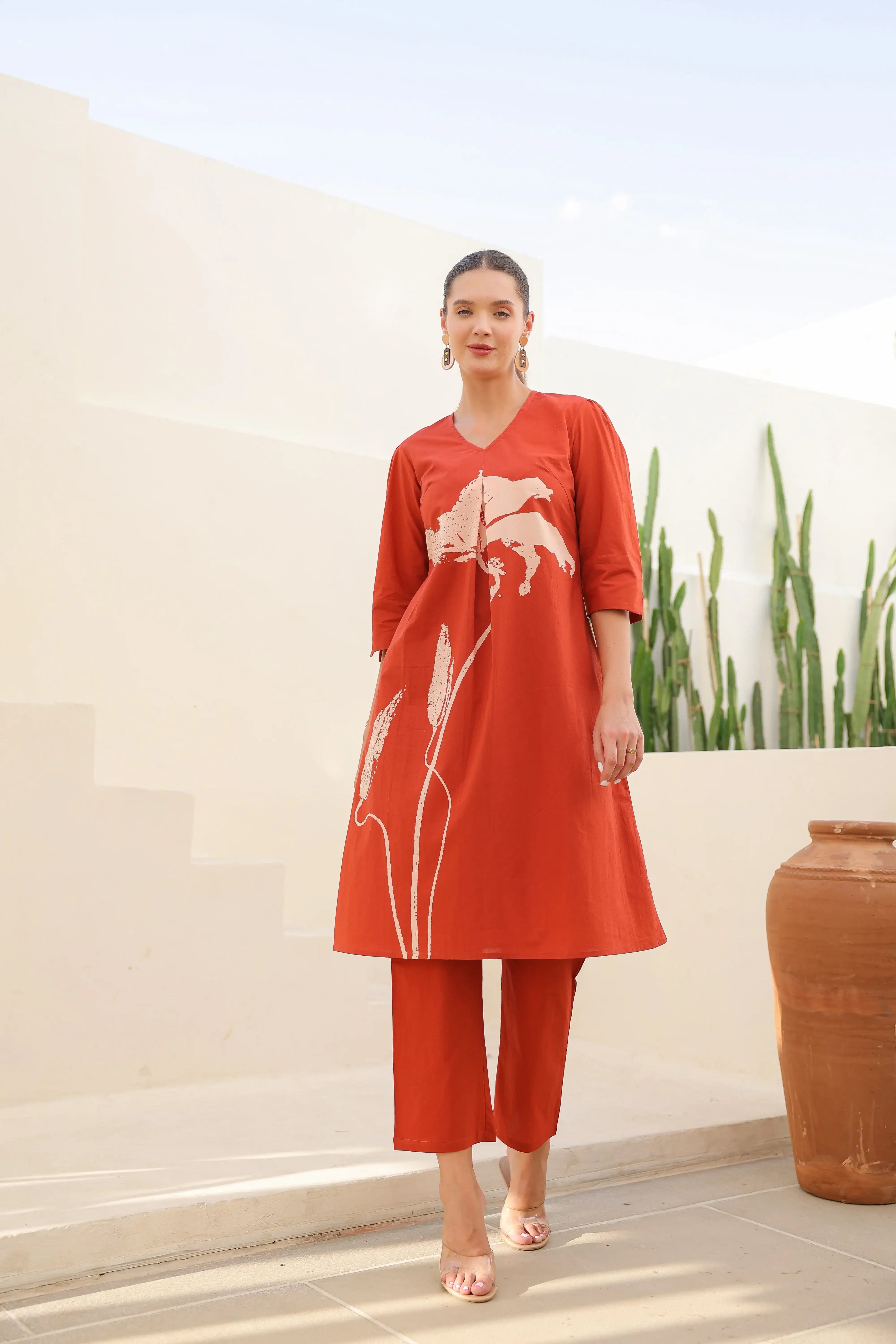 Amber Cotton Rust Cotton Co-ord Set
